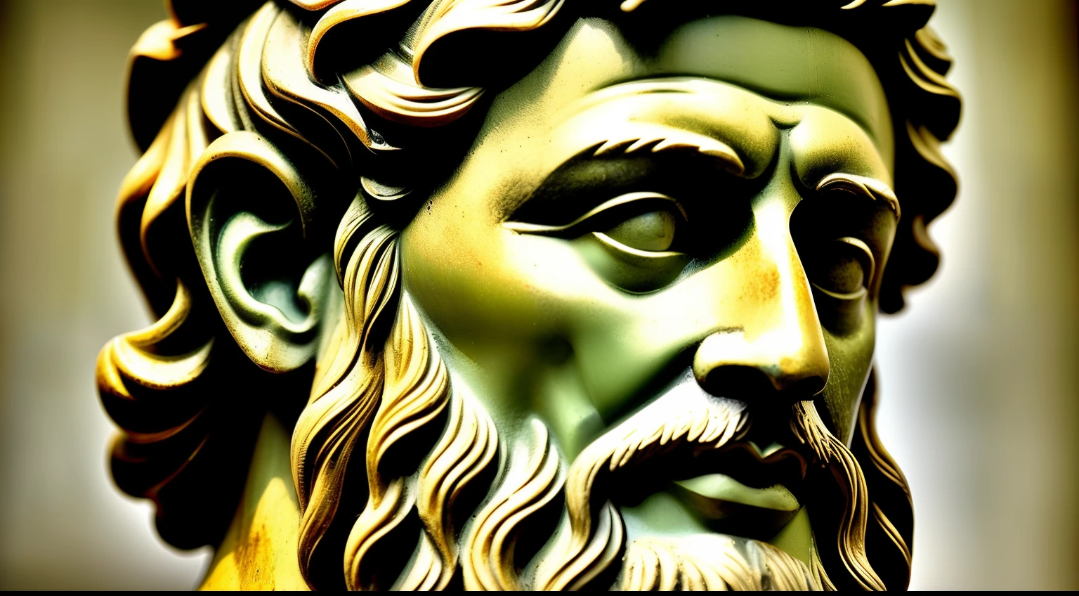 uma foto antiga, fundo preto, of a statue of a man with a beard, philosopher, Estoicismo, theophanes, inspired by Theophanes, o grego, by Theophanes, o grego, atitude estoica, Divino e estoico, portrait of aristotle, philosophical, Filosopia, an ancient greek statue, Pose estoica, platao