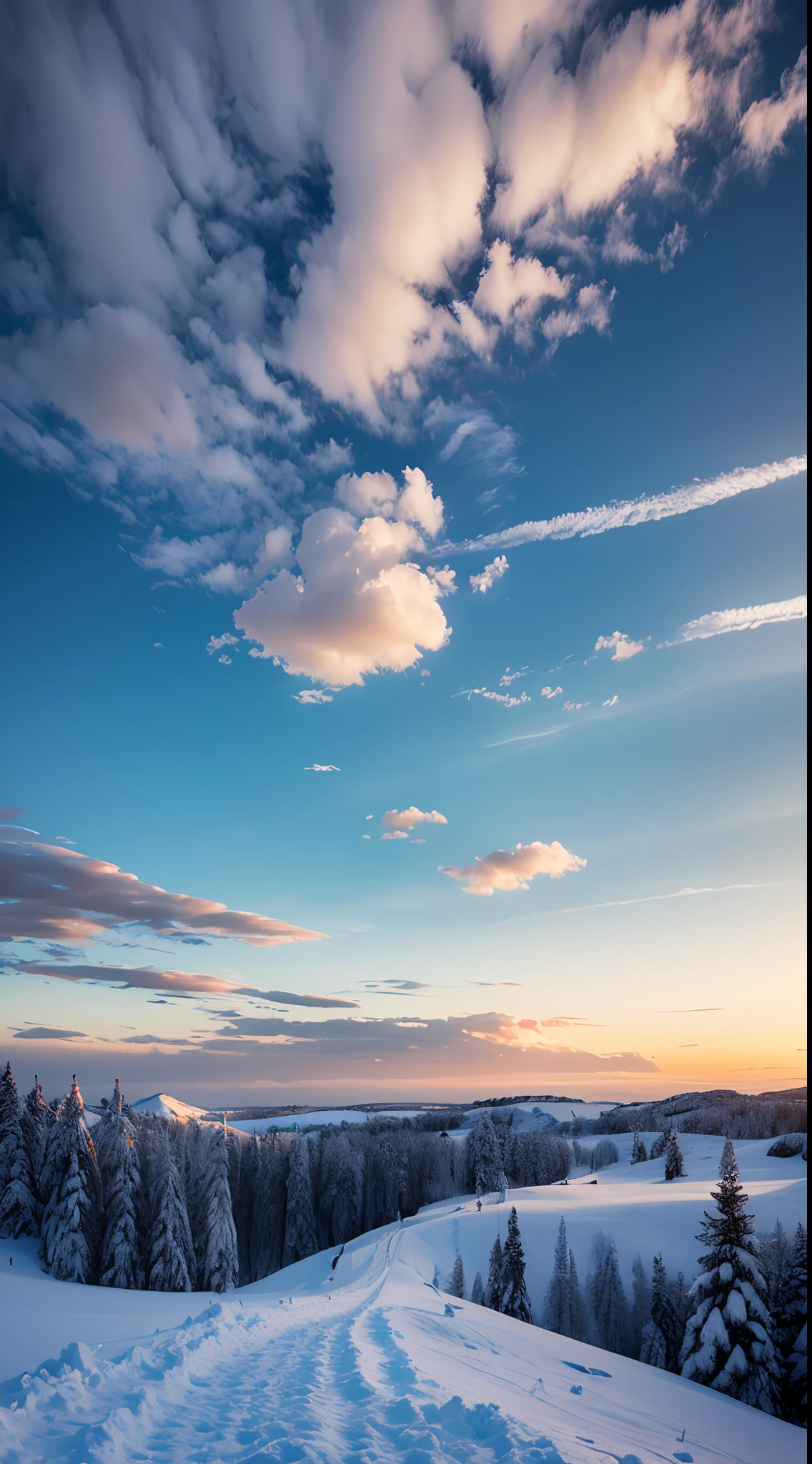 Skysky,Colorful auspicious clouds,Thick snow,8K wallpapers,extreme beautiful,winning artwork