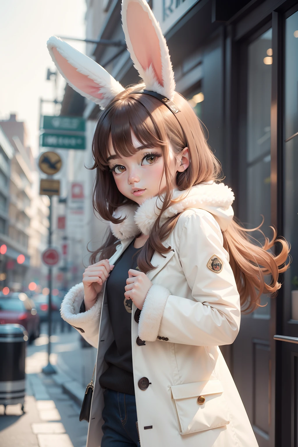Cute Rabbit Bushy coat cartoon