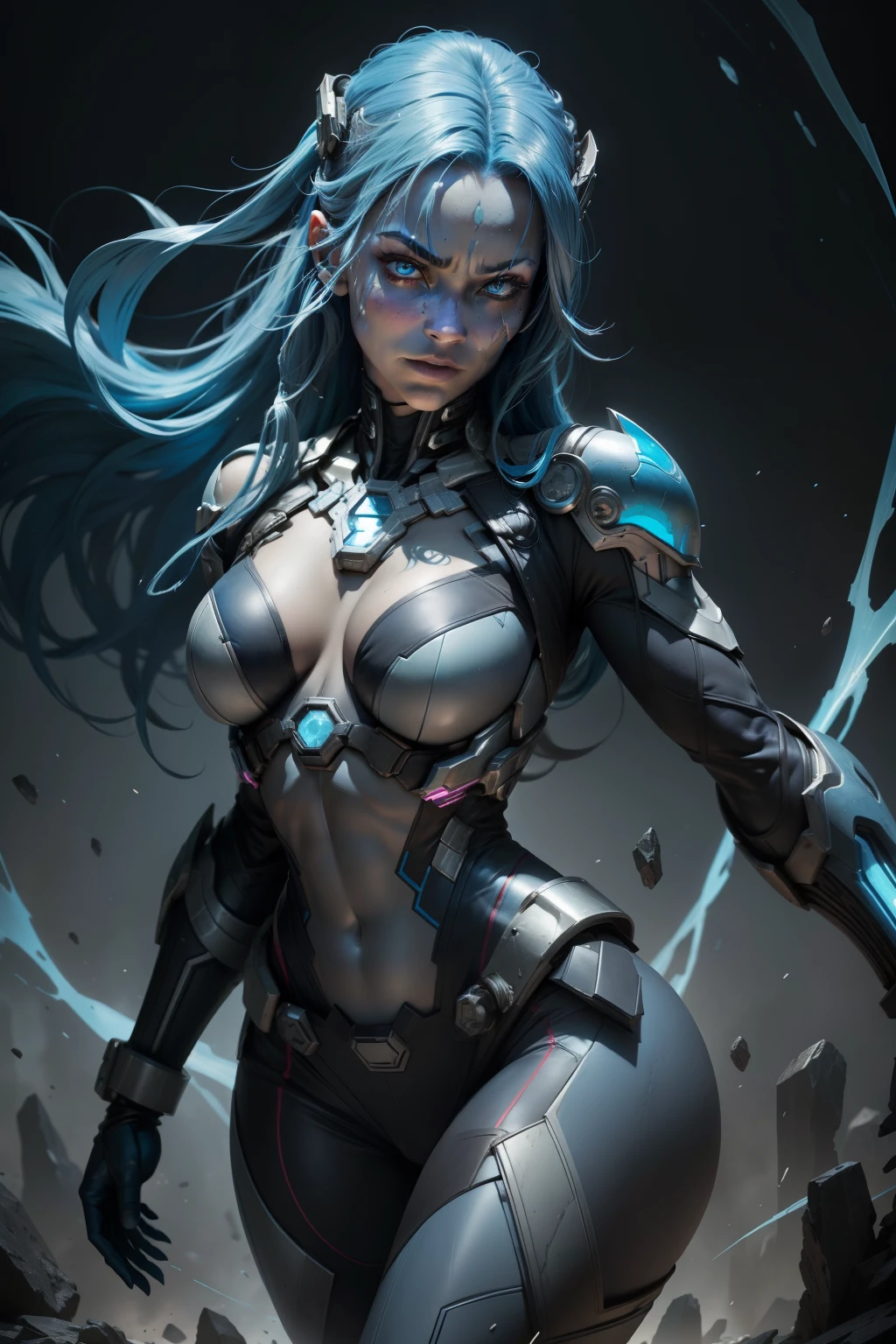 with hazy blue skin, From the Marvel Universe, is a cyborg with blue skin and a dark past linked to Thanos. Known for her superhuman strength and technological abilities, she oscillates between loyalty and conflict with her sister Gamora. a complex character within the Guardians of the Galaxy. The complexities make her an intriguing and multifaceted figure.
(best quality: 1.0), (Ultra Highres: 1.0), highly detailed face and eyes, (photorealistic: 1.2)