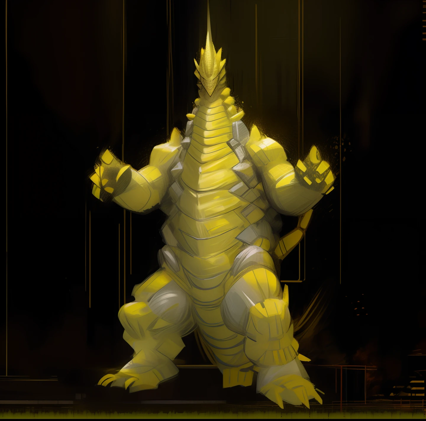 Corn Godzilla,Corn monsters, 50 meters tall corn creature,Yellow corn giant creature