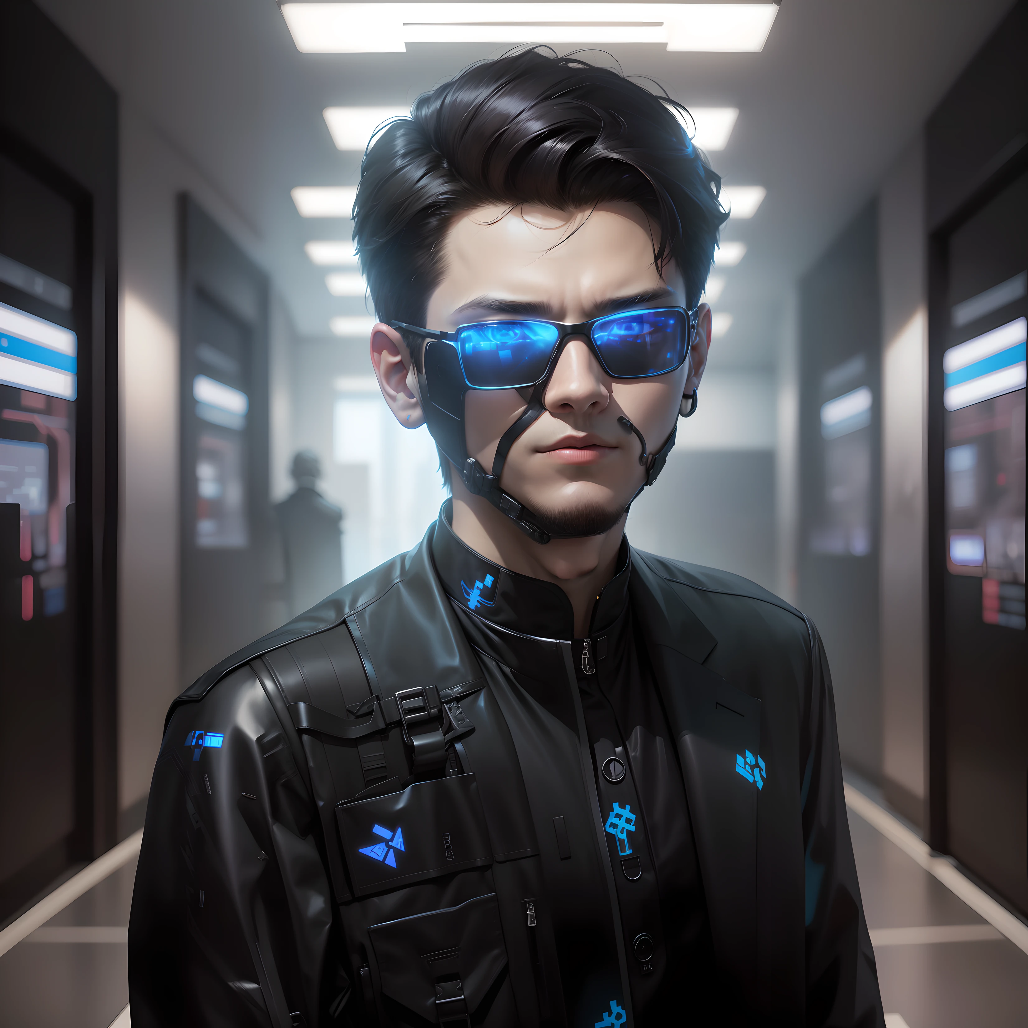 Imagine cyberpunk, Cyber room, social media icon, hacked mask, hacked view,best quality,masterpiece, ultra high res,1man,20 years old,cool,perfect face,perfect eyes,extremely detailed face,extremely detailed eyes,sharp eyes,perfect body,sinewy hands,wrap the cloth around hand,hansome,sung jinwoo/(solo leveling/),(black trousers),(black long coat),