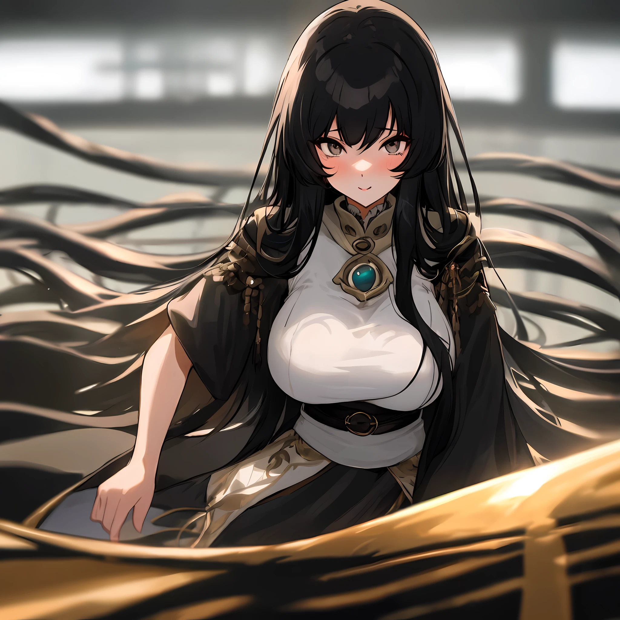 1 sexy girl with long black hair, black gold eyes, 1 big round 1 kuoonnmawtj dee love