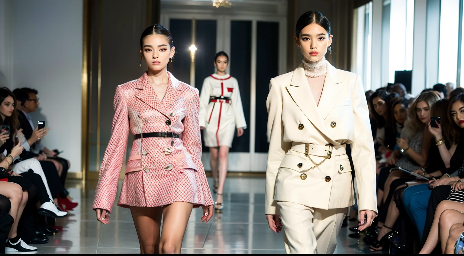um desfile de moda conceitual, Temporada DIOR, Fashion influencer trends, pessoas normais urbanas, Trend in Fashio magazine