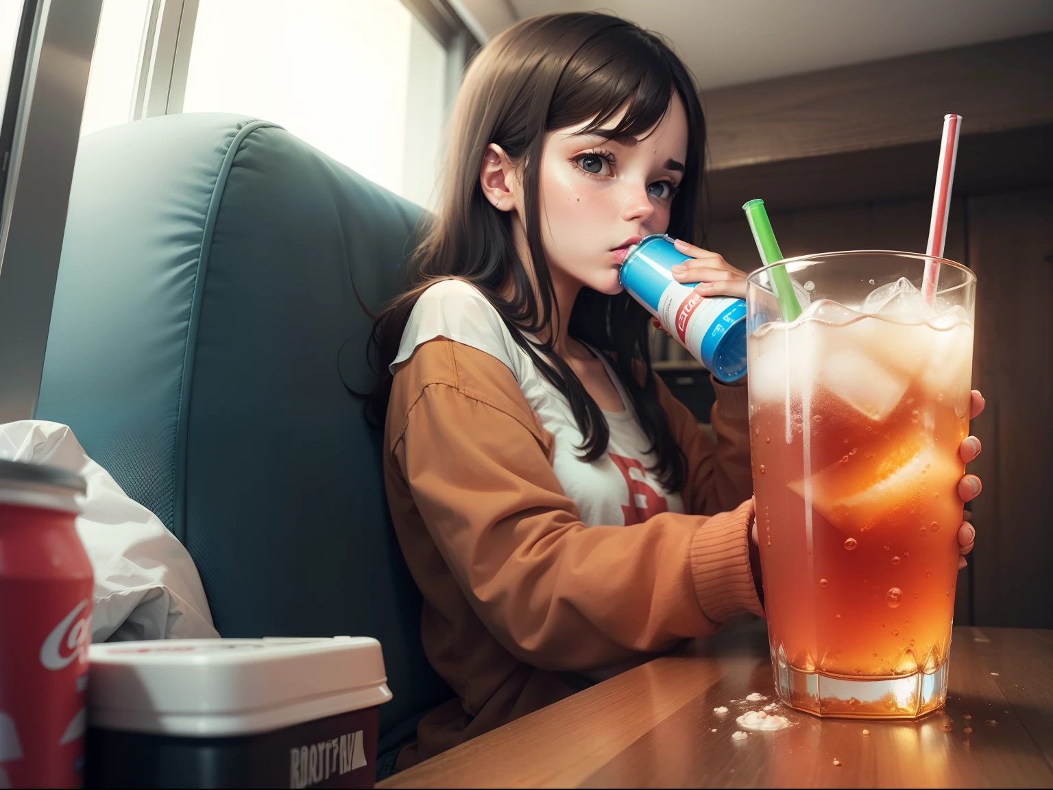 sick person drinking soda