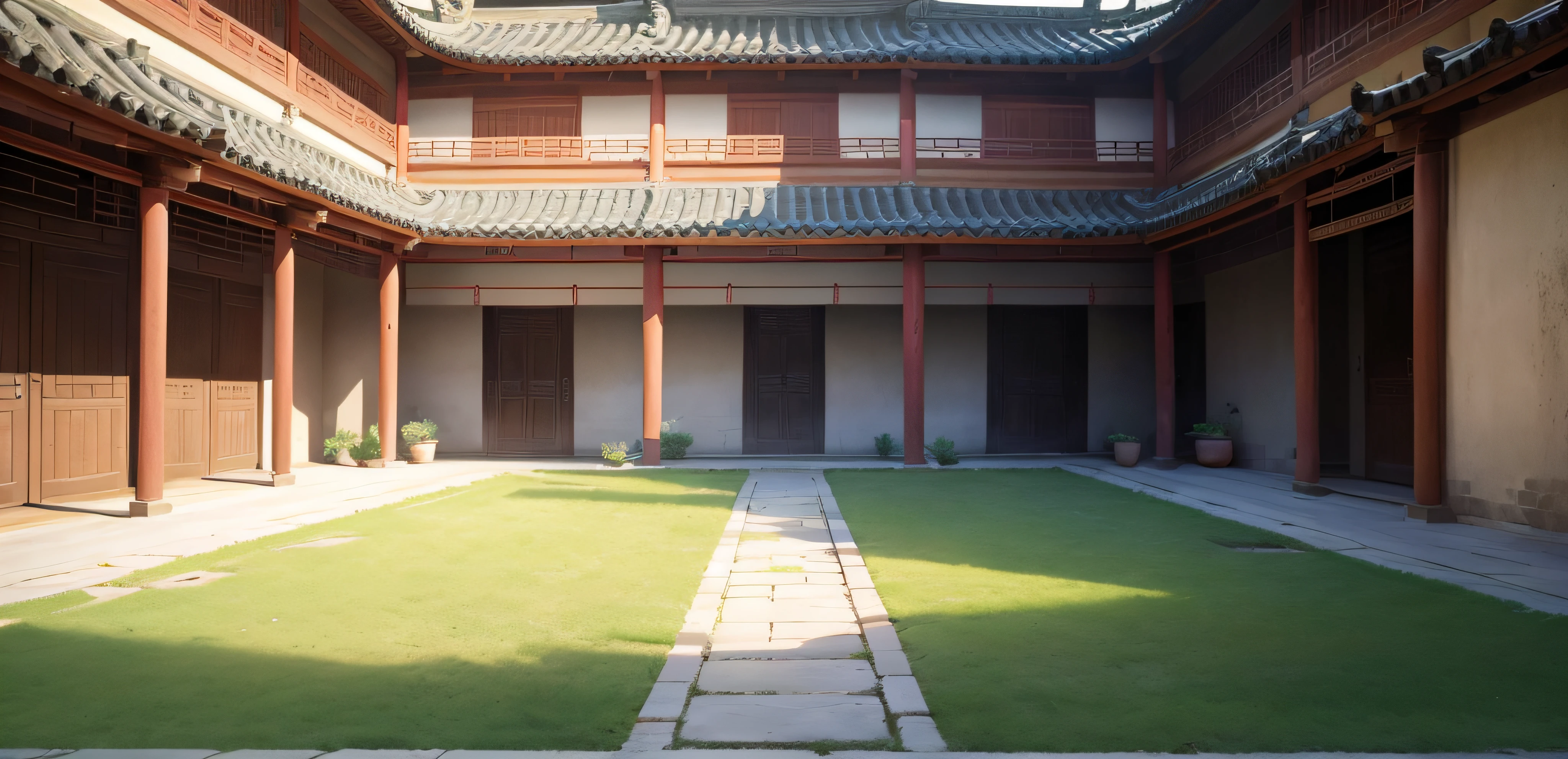 Ancient Chinese courtyards generally consisted of courtyard courtyards，Surrounded by four low walls，The layout of the buildings in the courtyard is reasonable，Divided halls、Room living、and other regions。The floor of the yard is mostly paved with bluestone slabs or stones，first person perspective