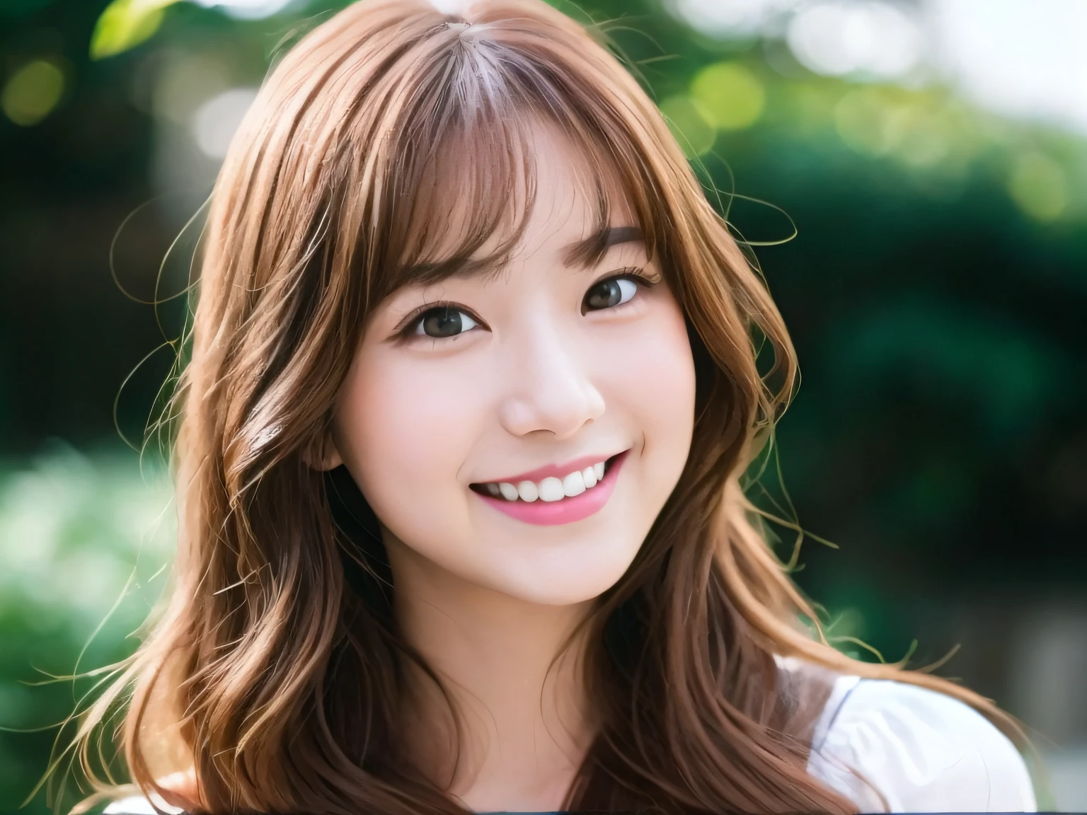 a close up of a woman with long hair smiling at the camera, girl cute-fine-face, the face of a beautiful Japanese girl, Young adorable Korean face, cute natural anime face, japanese facial features, cute - fine - face, cute-fine-face, cute - fine - face, young cute wan asian face, Soft smile, beautiful Korean women