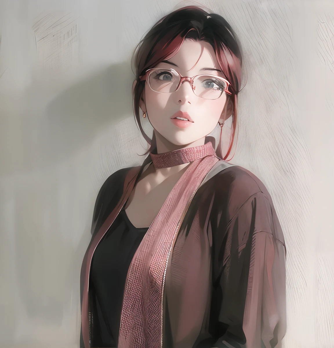 girl,red hair, glasess