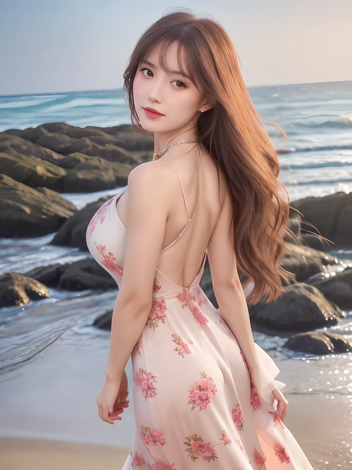 Beautiful girl in a purple dress 