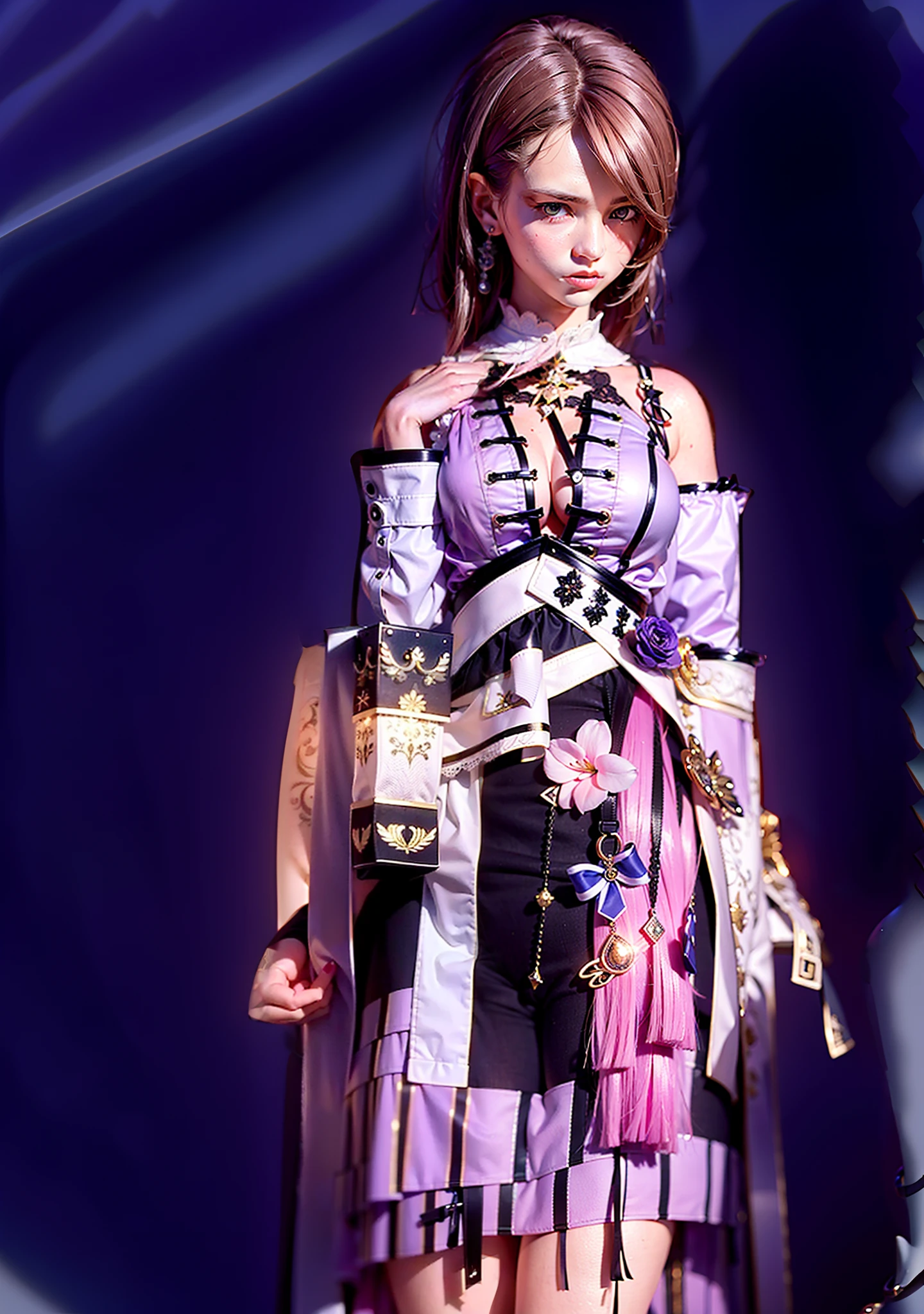 Delicate portrayal of facial features,Delicate hair portrayal,Delicate eye portrayal,Delicate colored hair,8K quality,Gorgeous Light and Shadows,dingdall effect,Halo,Juvenile,Gorgeous scene,quality*,The illustrations are super detailed,beautidful eyes,Very delicate light,Fine luminescence,very fine 8KCG wallpaper,Lavender-colored eyes,Pupils in pink color,An extremely delicate girl,8k wallpaper,Gentle eyes,Ambient light,Light,the detail,high qulity,A masterpiece,Epic,Shy and tsundere,The face is delicate,Handsome,Color shattered,Ray traching,Light and shadow effects,cg render,Detailed rendering,the detail,A high resolution,trace,illumination,higher details,high qulity,highly detailed,Light and shadow tracking,Rich in detail,closeup cleavage,High score efficiency,nakeness,Raised sexy。