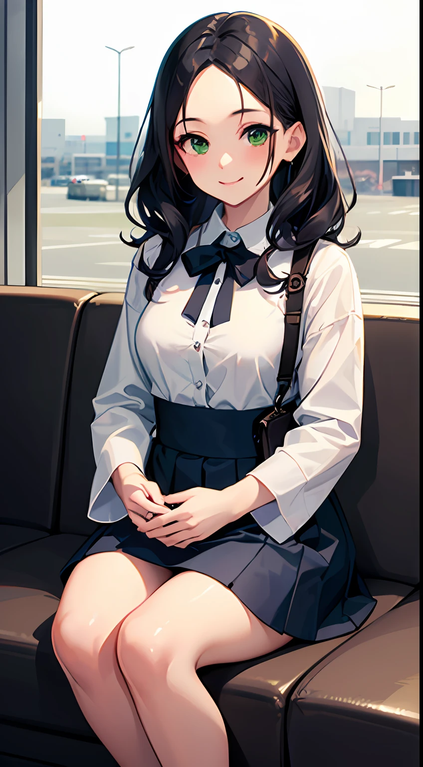 Masterpiece, best quality, high resolution, very detailed, detailed background, movie lighting, 1 girl, looking at the audience,, interior of the bus, wearing cat ears, school uniform, white shirt, skirt, sweat, transparent, heavy breathing, embarrassment, hands on crotch, NSFW