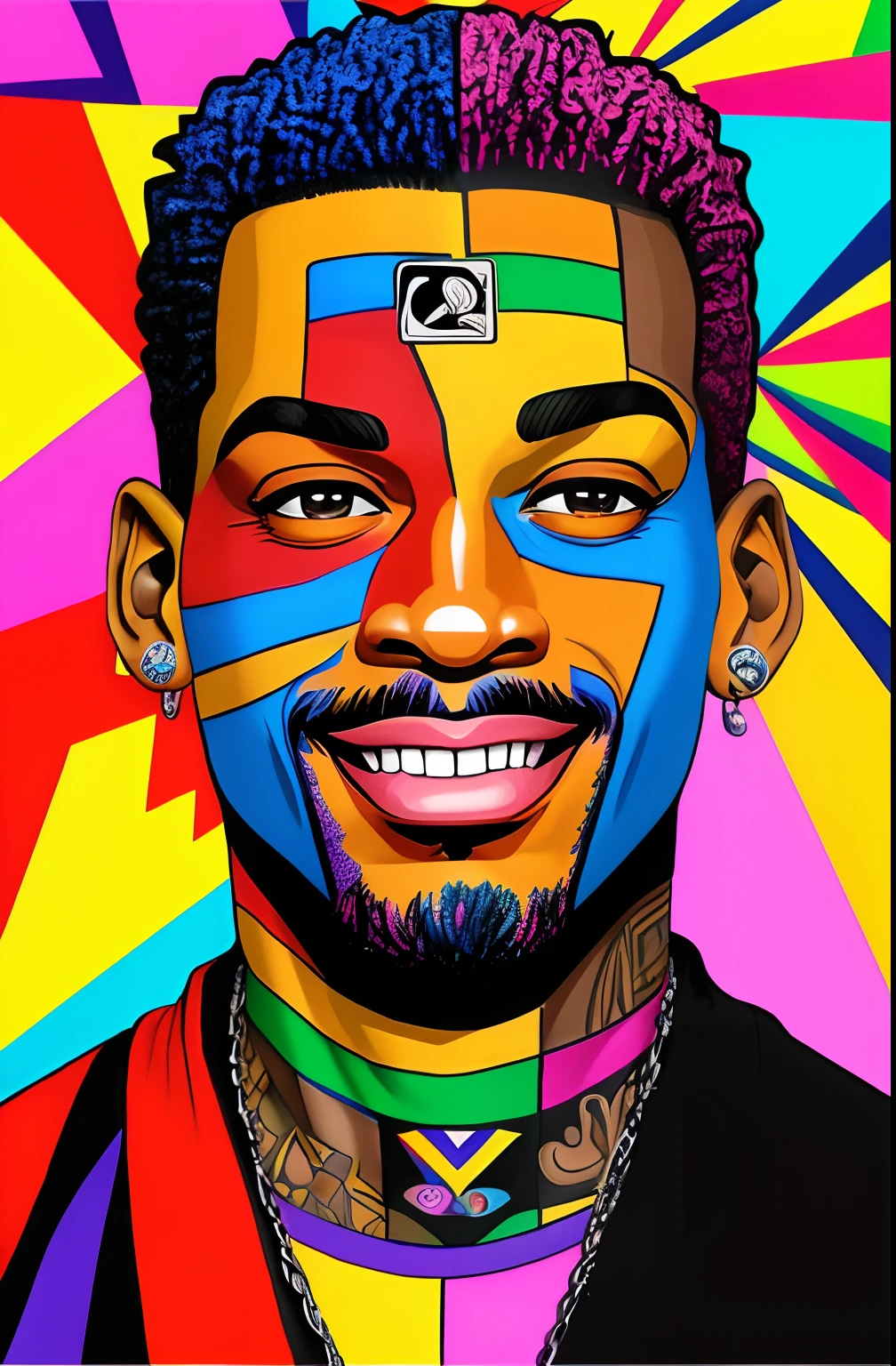 ( DENNIS RODMAN SMILE,  Eduardo Kobra ,Romero Brito,The Filling Twins ,multidimensional geometric wall PORTRAIT, arte, Chibi,
Yang08k, lindo, Colouring,
Primary works, qualidade superior, melhor qualidade, Arte Oficial, Beautiful and Aesthetic, 512 mil