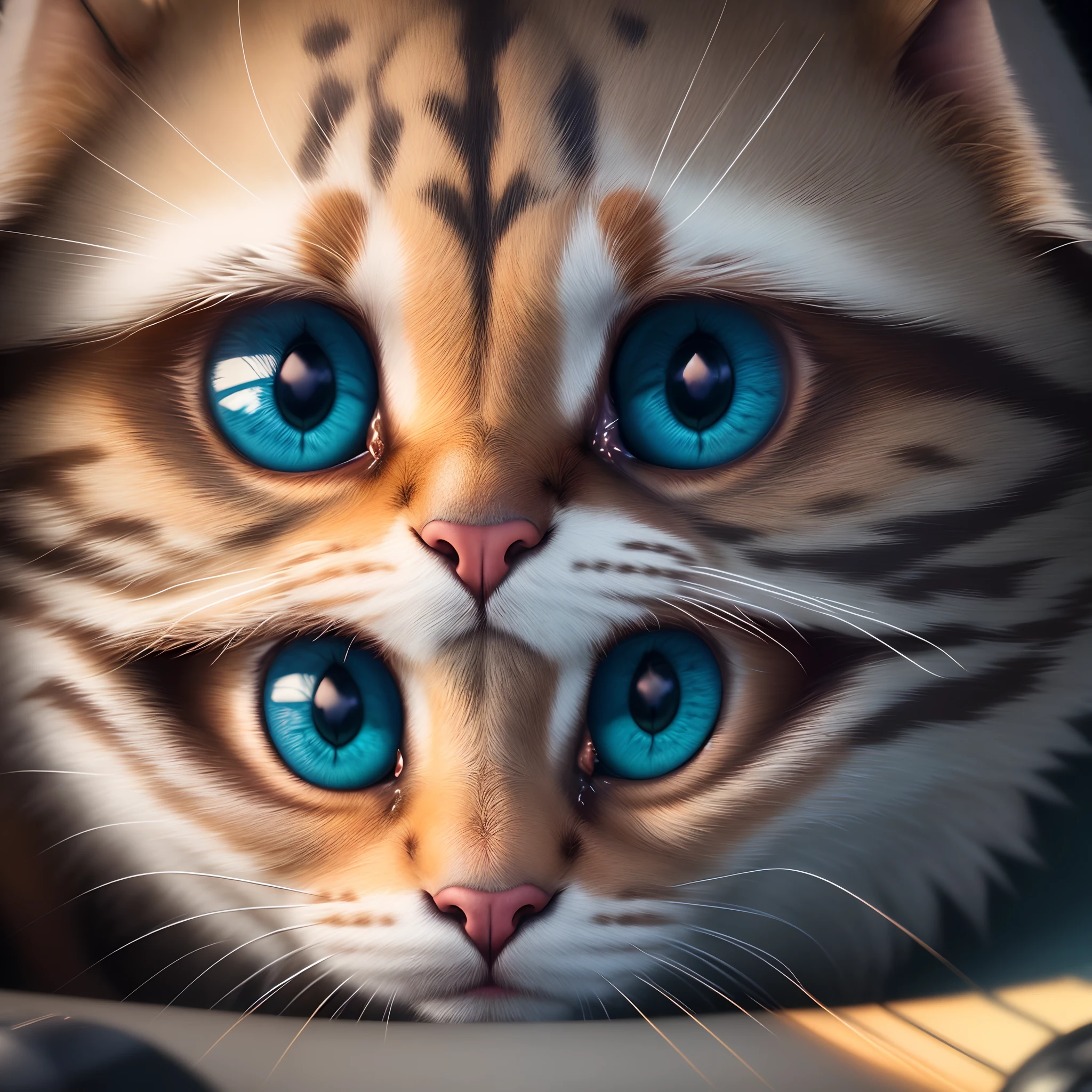 cartoon cute adorable baby cat, Wolverine fantasy, dreamlike, surrealism, super cute, trending in arts season, cinematic, dramatic colors, close-up, cgscociety, computer rendering, by mike winkelmann, uhd, cinema4d rendering, modeling hard surface, 8k, octane render, inspired by beksinski