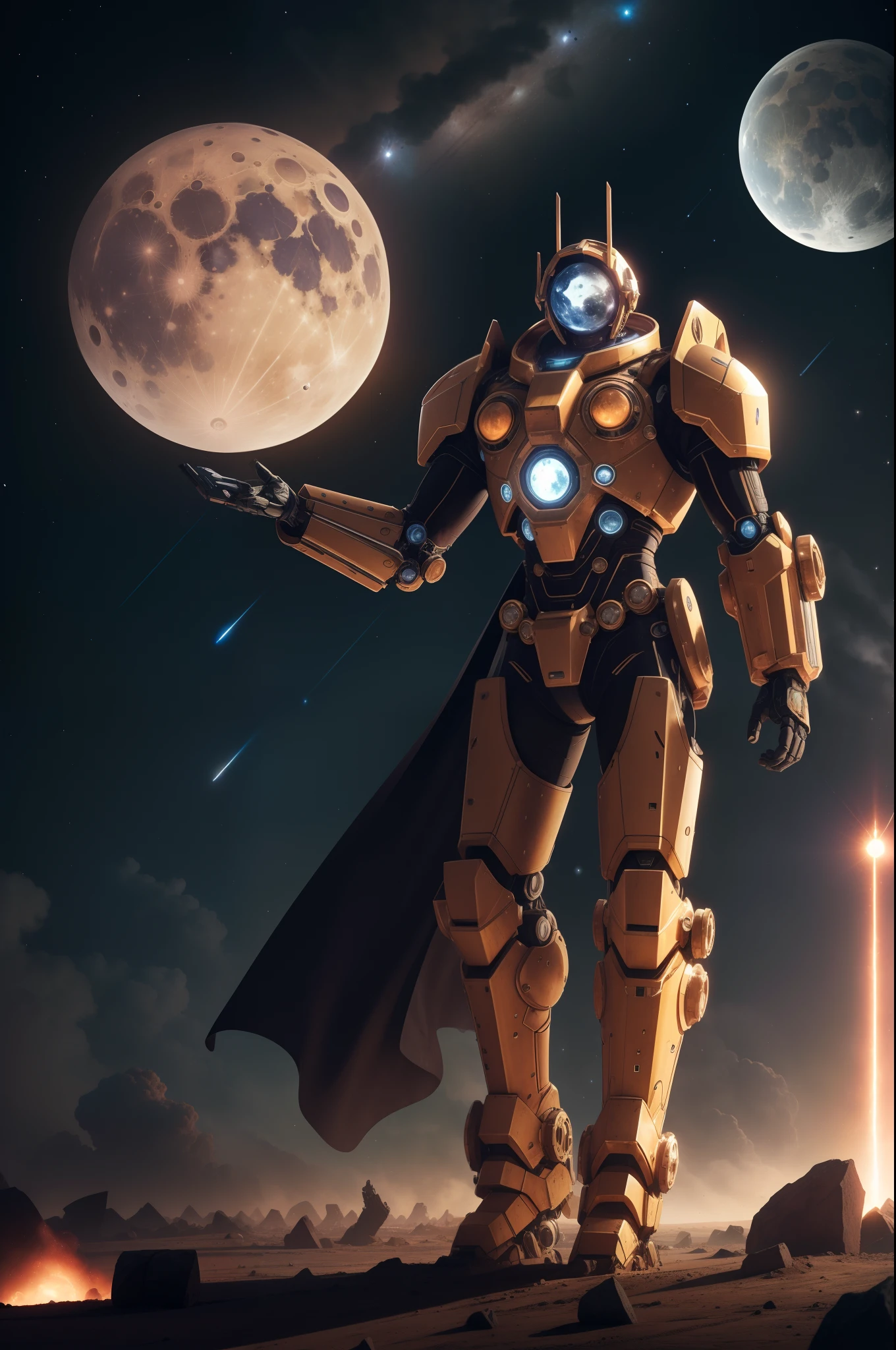 "The mechanical marvels dominate the celestial bodies, their insatiable quest for resources leaving behind utter devastation."
