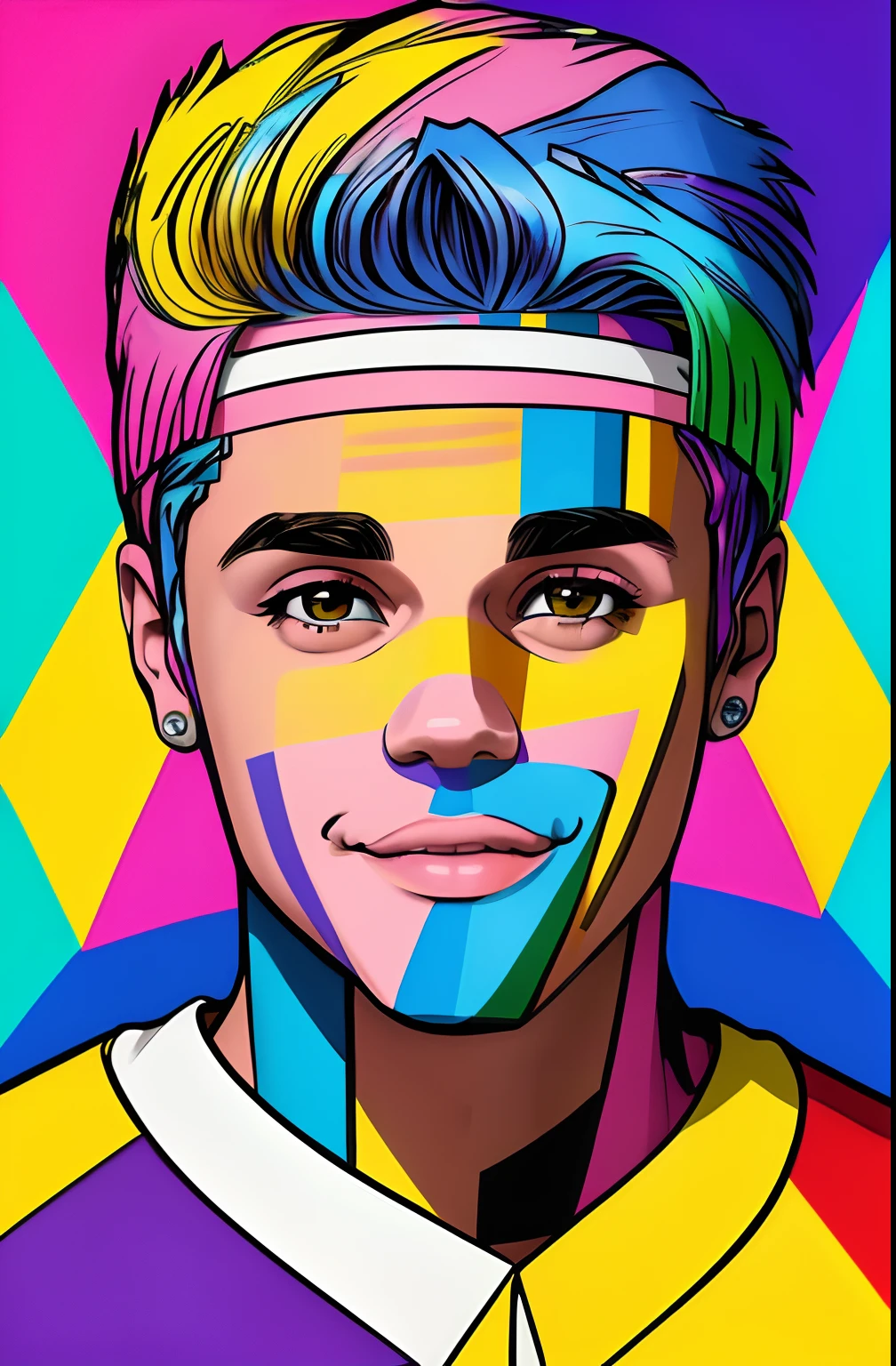 ( JUSTIN BIEBER SMILE I, Eduardo Kobra ,Romero Brito,The Filling Twins ,multidimensional geometric wall PORTRAIT, arte, Chibi,
Yang08k, lindo, Colouring,
Primary works, qualidade superior, melhor qualidade, Arte Oficial, Beautiful and Aesthetic, 512 mil