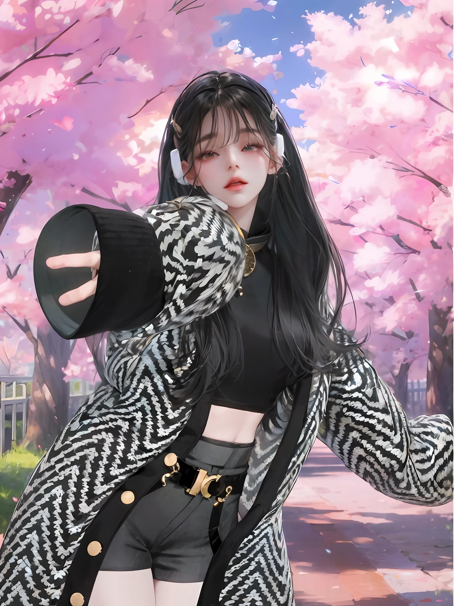 There is a woman in a hat and jacket posing, inspired by Sim Sa-jeong, inspired by Ma Yuanyu, inspired by Huang Ji, Anime style. 8K, inspired by Kim Jeong-hui, render of april, Trending on CGSTATION, Inspired by Jang Seung-op, jisoo from blackpink, inspired by Ren Xiong, anime vibes