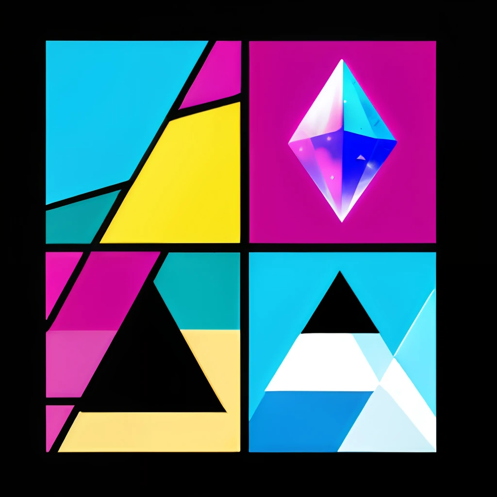 Cartoon-style logo with bright colors, crystal,Humanity,Aika