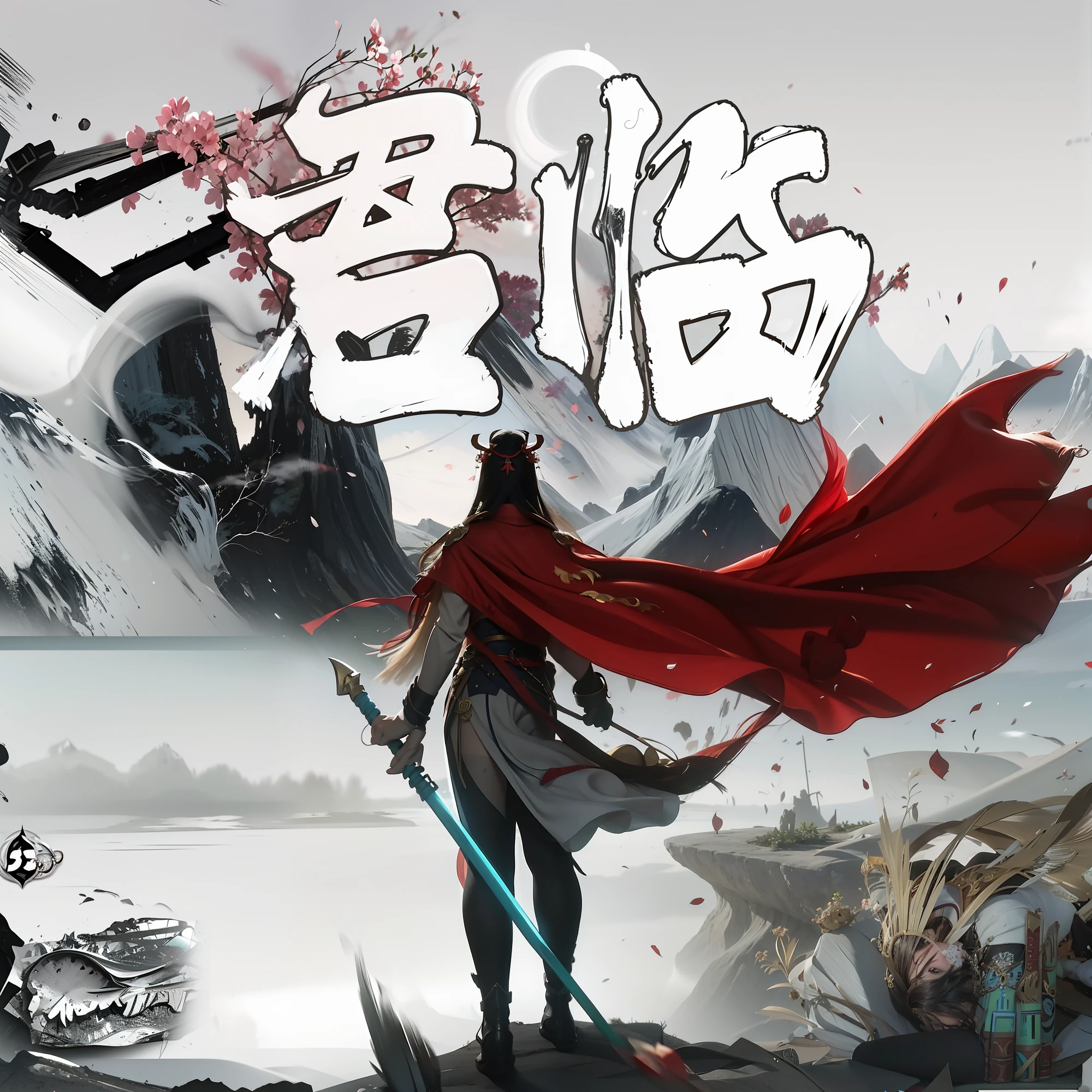 Anime - Stylistic image of a woman holding a spear in red and blue outfits, by Yang J, chengwei pan on artstation, xianxia hero, Beautiful character painting, inspired by Du Qiong, G Liulian art style, Artgerm and Atey Ghailan, Stunning character art, full-body wuxia, epic exquisite character art