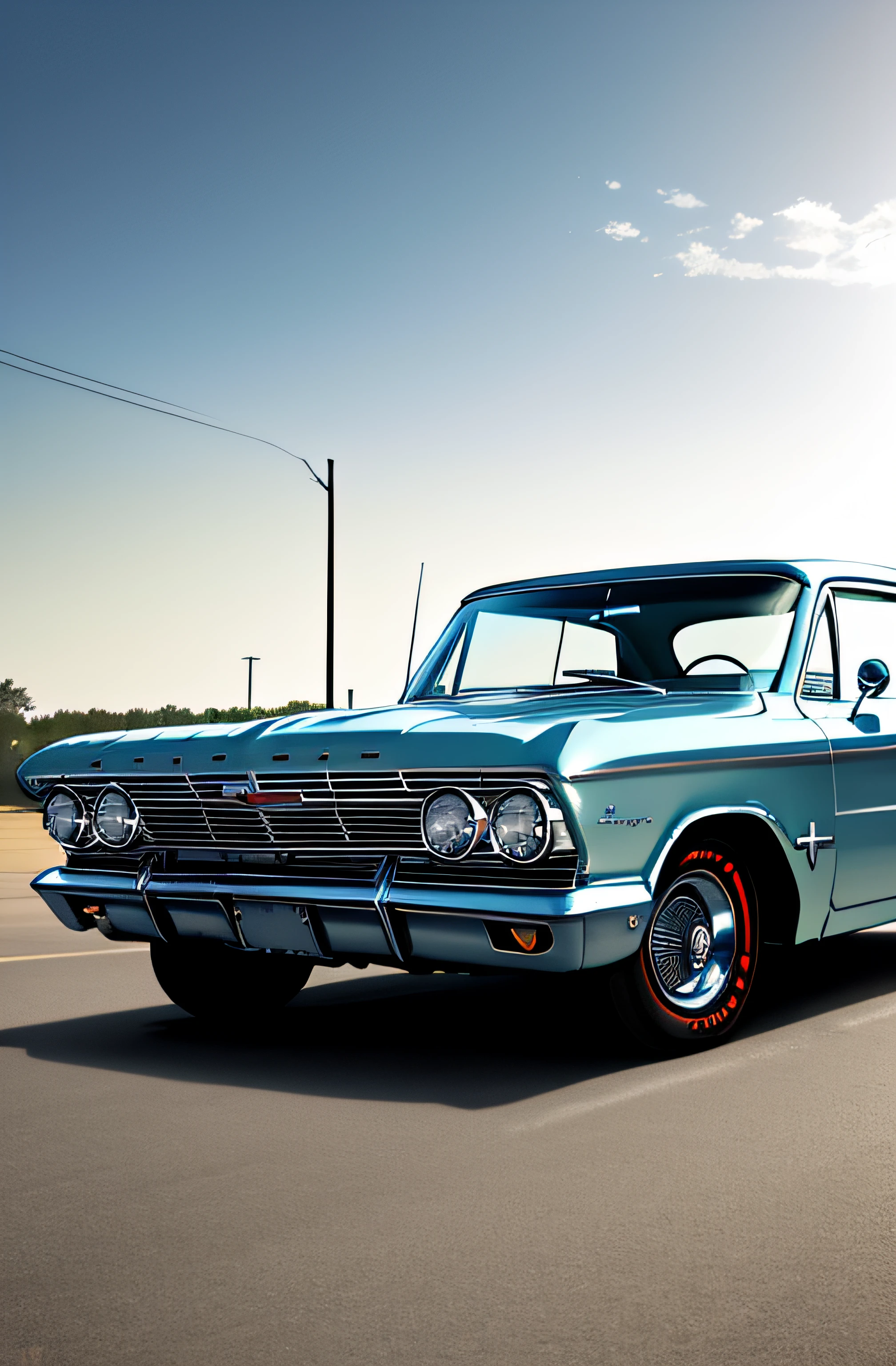 409-Powered 1964 Chevy Impala official art, unity 8k wallpaper, ultra detailed, aesthetic, masterpiece, best quality, photorealistic --aut