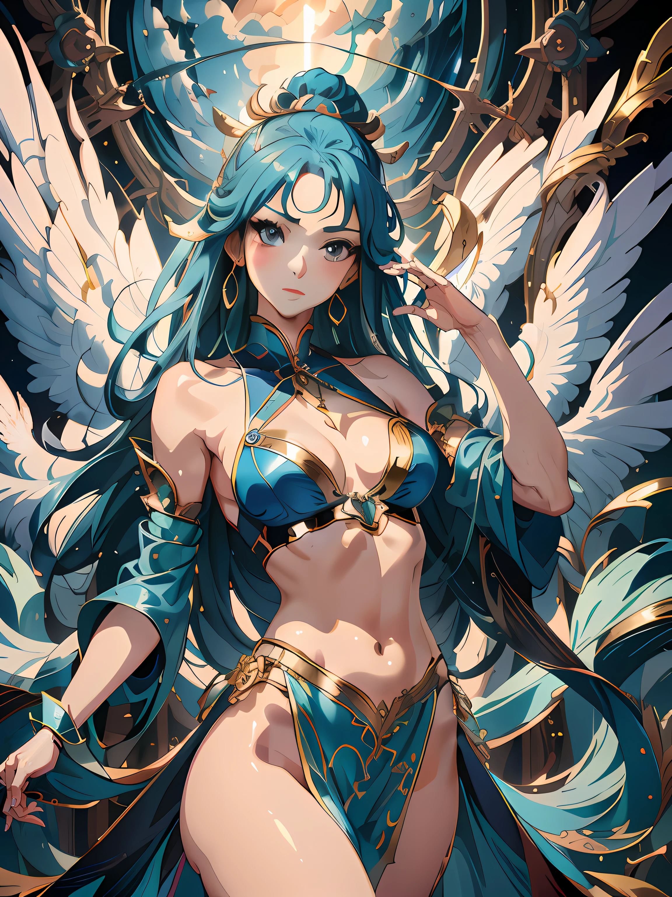 Anime girl with blue hair and blue bikini wings, Anime goddess, knights of zodiac girl, Portrait Chevaliers du Zodiaque Fille, Extremely detailed Artgerm, Artgerm on ArtStation Pixiv, Detailed digital anime art, trending on artstation pixiv, 8K high quality detailed art, 2. 5 D CGI anime fantasy artwork, Anime fantasy illustration