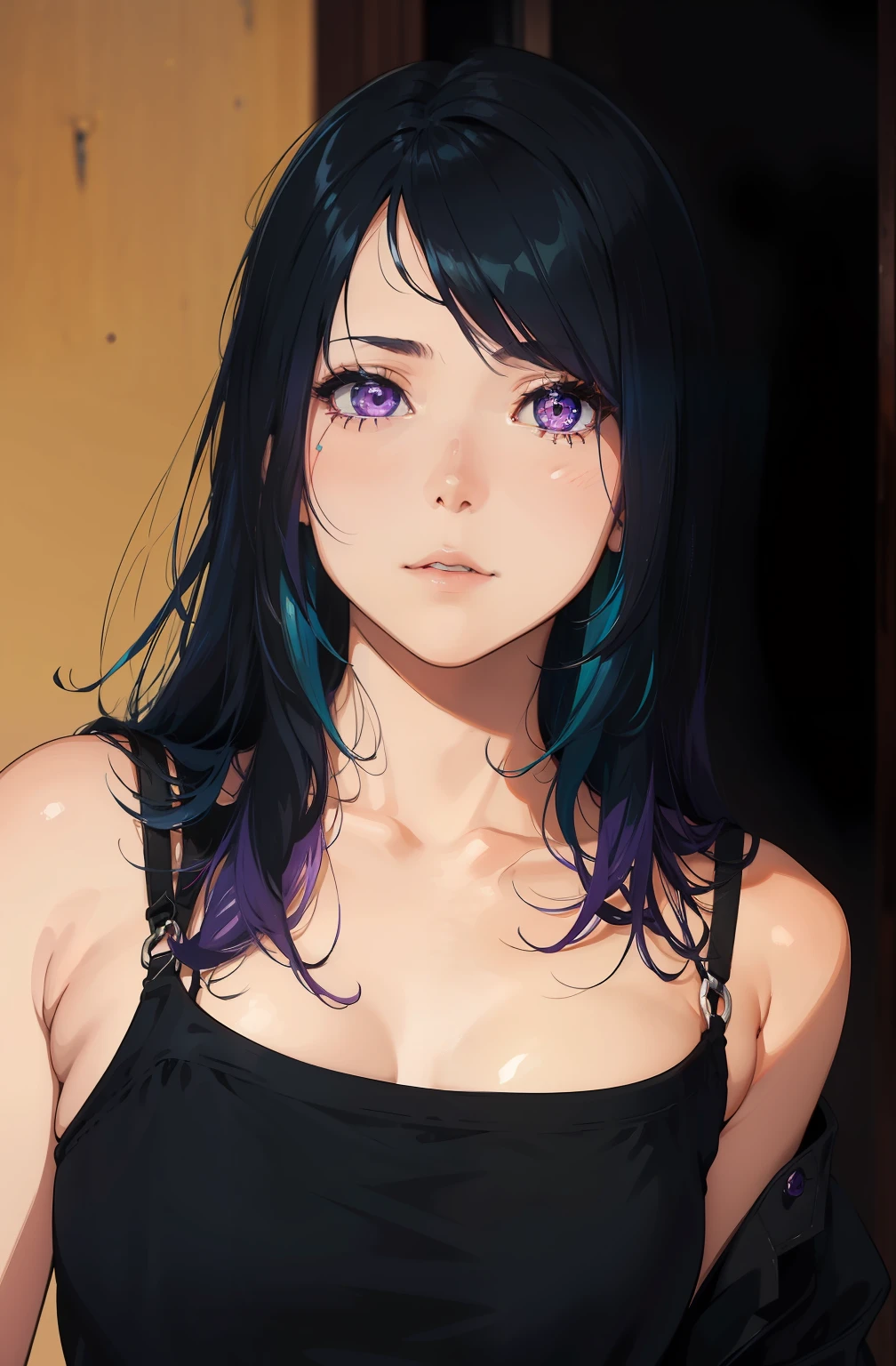 1girl, Turquoise hair, Amethyst Purple eyes , absurdres, high res, ultrasharp, 8K, masterpiece