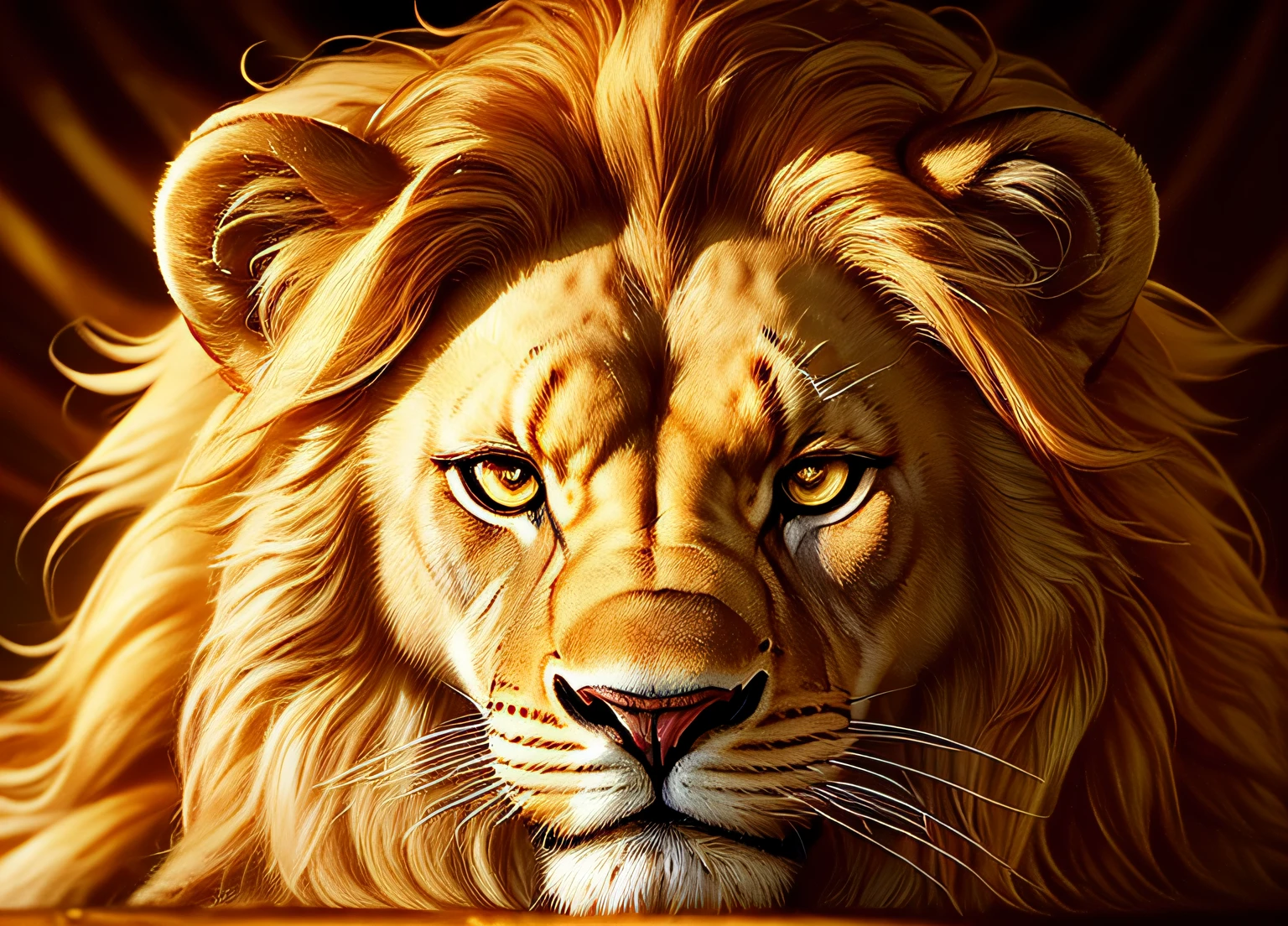 Lion King, (regal and majestic), (commanding presence), (golden mane). (Radiating authority), (respected and revered). (Leader of the pride), (protector and provider). (Wise and stoic), (deep sense of responsibility). (Symbol of courage and loyalty), (king of the animal kingdom). (Inspiration for tales and legends), (mythical aura).