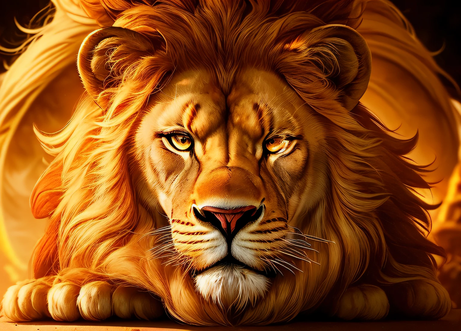 Lion King, (regal and majestic), (commanding presence), (golden mane). (Radiating authority), (respected and revered). (Leader of the pride), (protector and provider). (Wise and stoic), (deep sense of responsibility). (Symbol of courage and loyalty), (king of the animal kingdom). (Inspiration for tales and legends), (mythical aura).