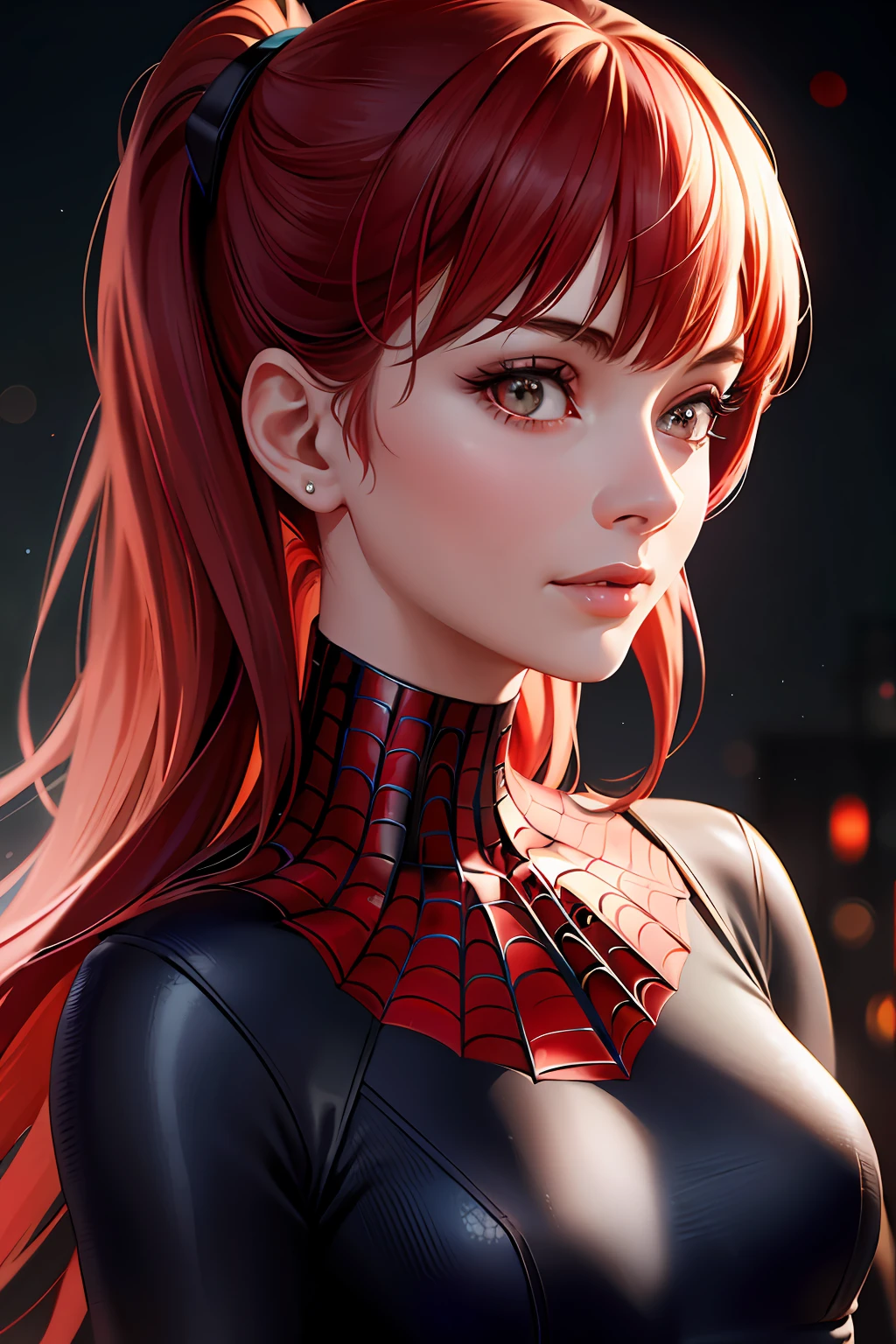 anime girl with red hair and spider - man costume posing for camera, extremely detailed artgerm, ig model | artgerm, style artgerm, artgerm 4 k, artgerm on artstation pixiv, highly detailed exquisite fanart, detailed digital anime art, artgerm detailed, artgerm. high detail, artgerm style