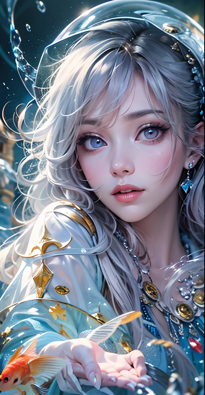 A close up of a woman with a fish in her hand - SeaArt AI