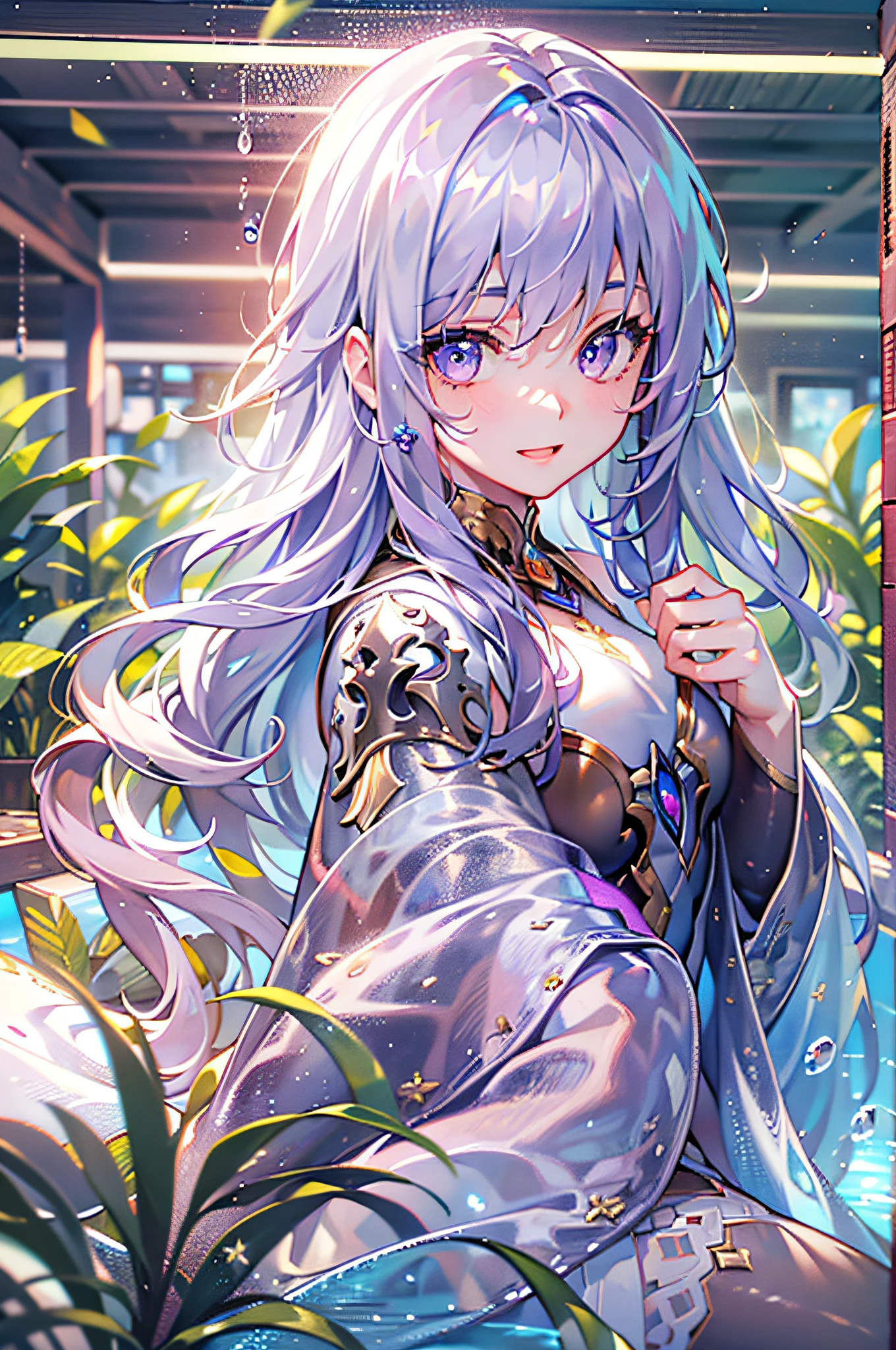 best quality, masterpiece, (realistic:1.2), 1 girl, detailed face, beautiful eyes, [(Transparent background:1.5)::5],(((masterpiece))),(((best quality))),(((extremely detailed))),illustration, 1girl,solo,mysterious,vivid color, shiny, underwater transparent sealed hemispherical glass dome, (white hair),(purple eyes), full body, barefoot, long hair tranquil nature, koi, Underwater, Dome, close up, Dynamic actions, Lens perspective,(((Box composition))),sit cross-legged and lean against the bookshelf, volumetric lighting, multi-color eyes, detailed eyes, hyper detailed, light smile, highly detailed, beautiful, small details, ultra detailed, best quality, intricate, 4k, 8k, trending on art station, good anatomy, beautiful lighting, award-winning,