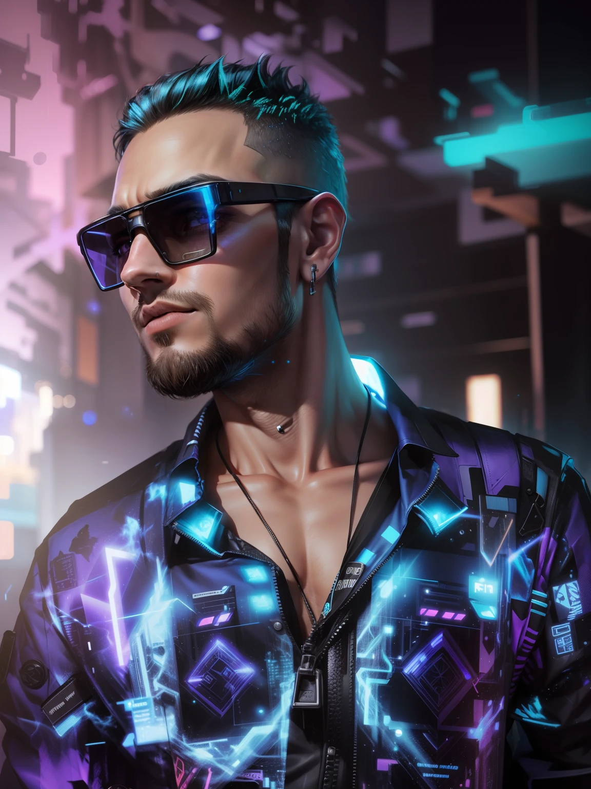 Change background cyberpunk handsome boy, realistic face, ultra realistic
