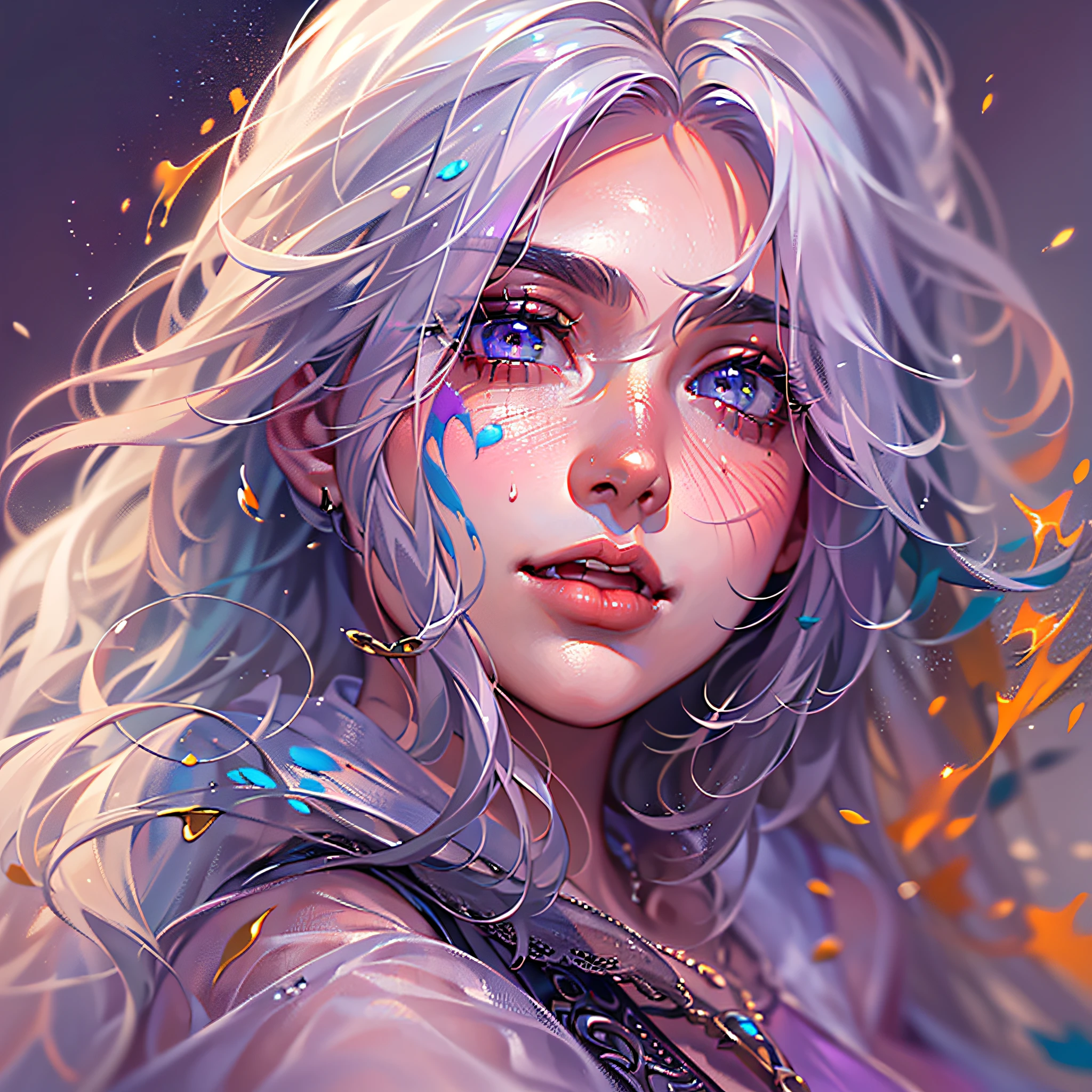 best quality, masterpiece, (realistic:1.2), 1 girl, detailed face, beautiful eyes, (masterpiece:1.2, best quality), (finely detailed beautiful eyes: 1.2), (extremely detailed CG unity 8k wallpaper, masterpiece, best quality, ultra-detailed, best shadow), (detailed background), (beautiful detailed face, beautiful detailed eyes), High contrast, (best illumination, an extremely delicate and beautiful),1girl,((colorful paint splashes on transparent background, Dulux,)), dynamic angle, beautiful detailed glow, full body, cowboy shot, white hair, purple eyes,