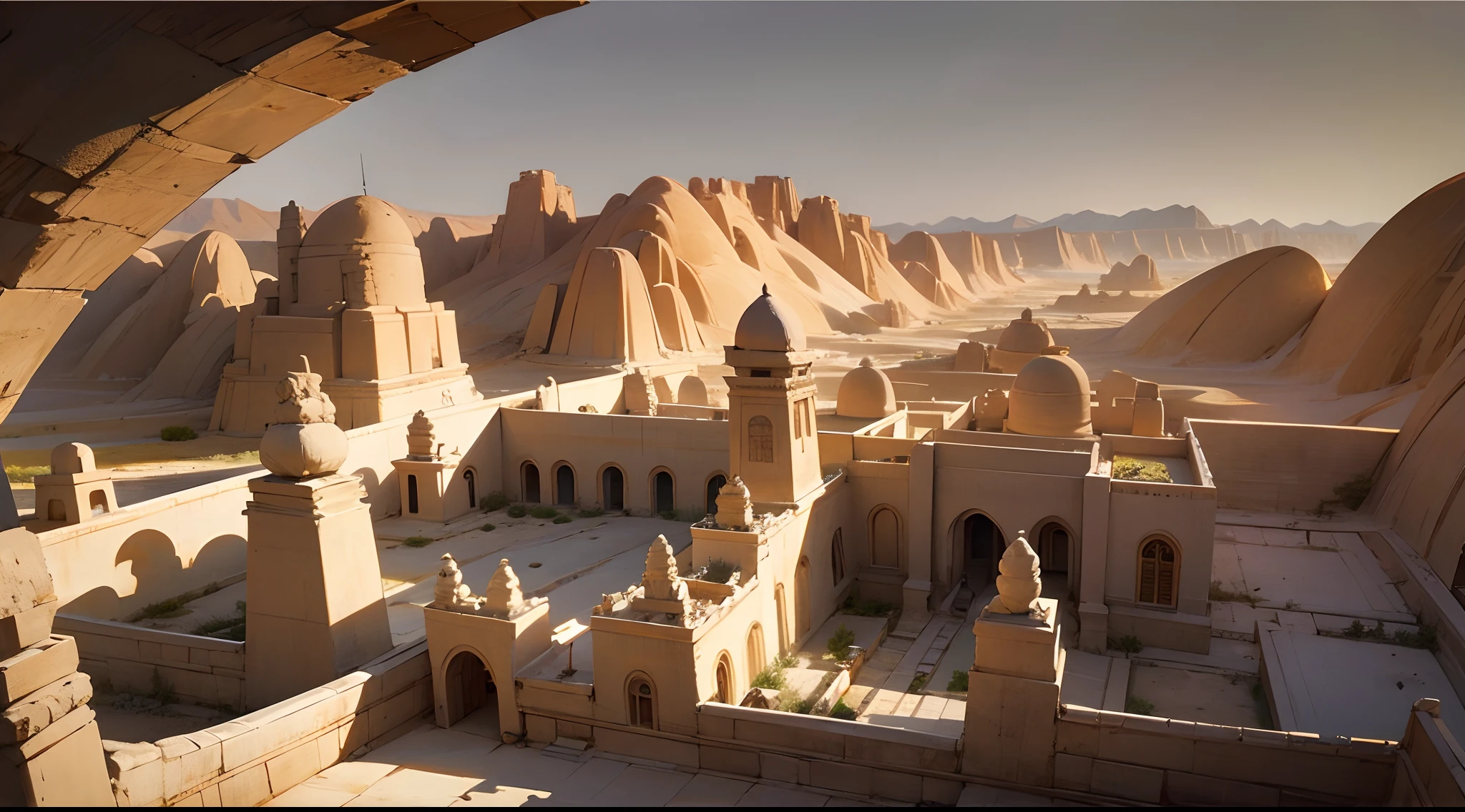 Eighth-century Assyrian city，A desert，dunhuang，grotto，Mogao Grottoes，down view