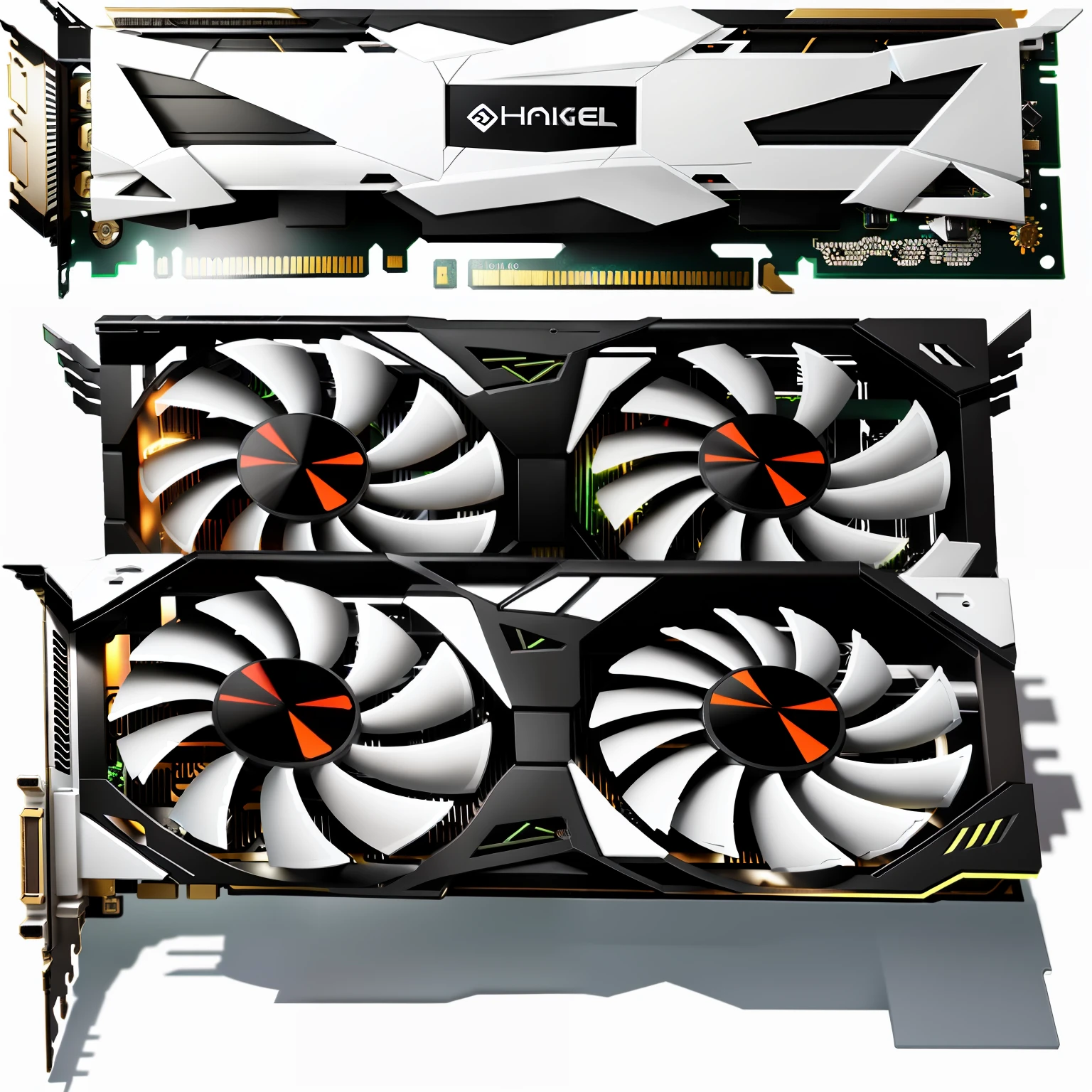 white background, some graphics cards