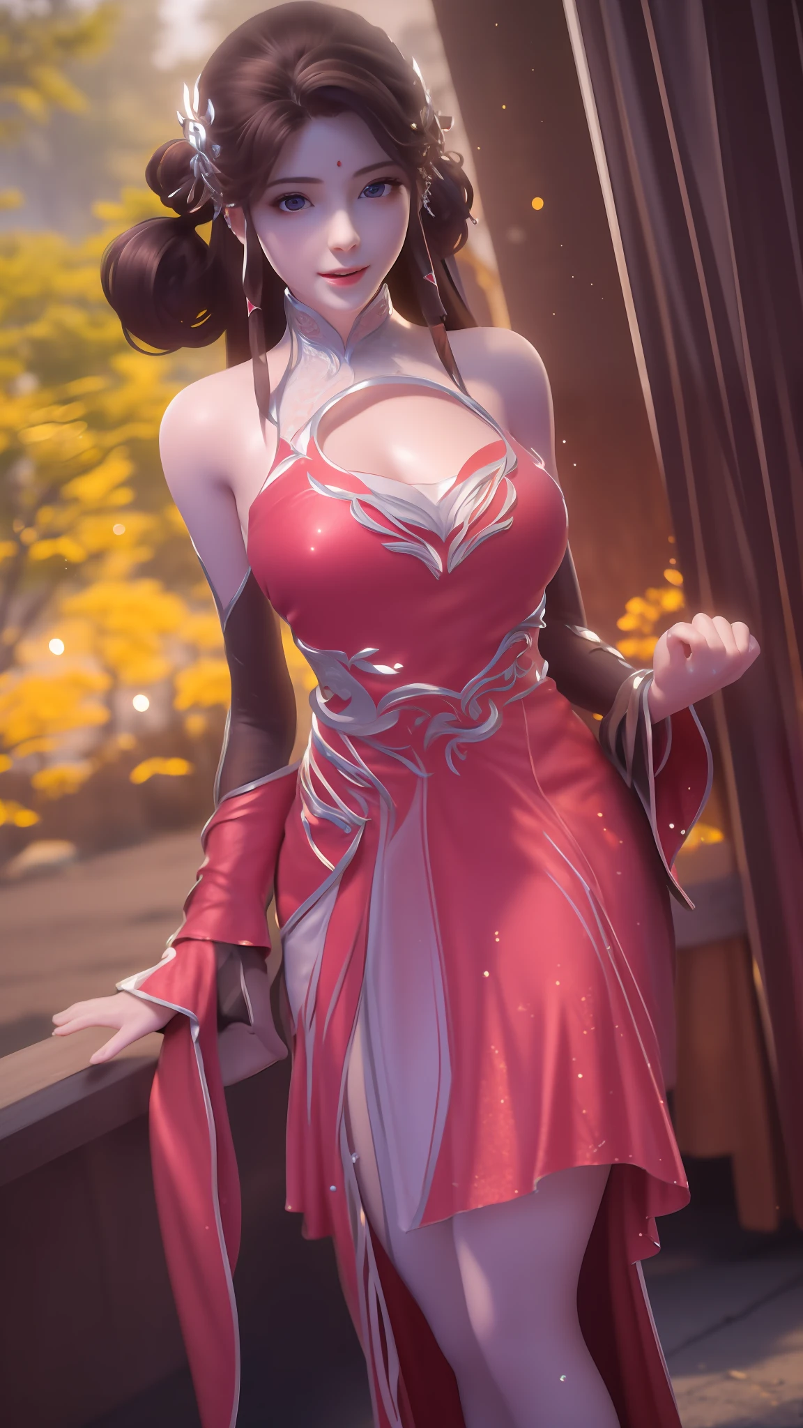 ((Best Picture Quality, 8k, tmasterpiece:1.3)), 1girl, Beautiful woman with slender abs:1.3, (Casual hairstyle), Princess dress:1.1, Ultra-fine face, A detailed eye, 二重まぶた，ssmile，Home