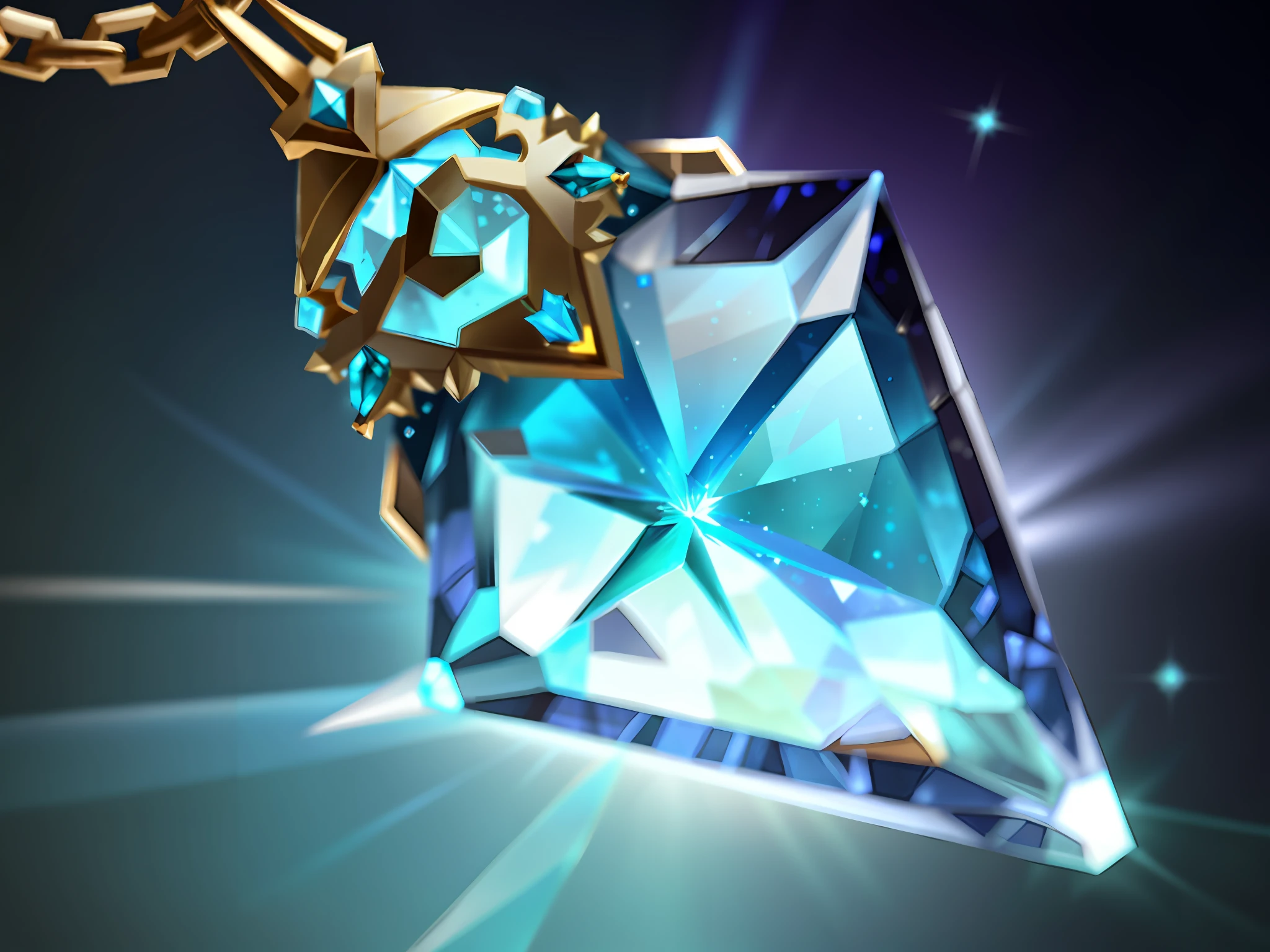 A close up of a blue crystal on a chain - SeaArt AI