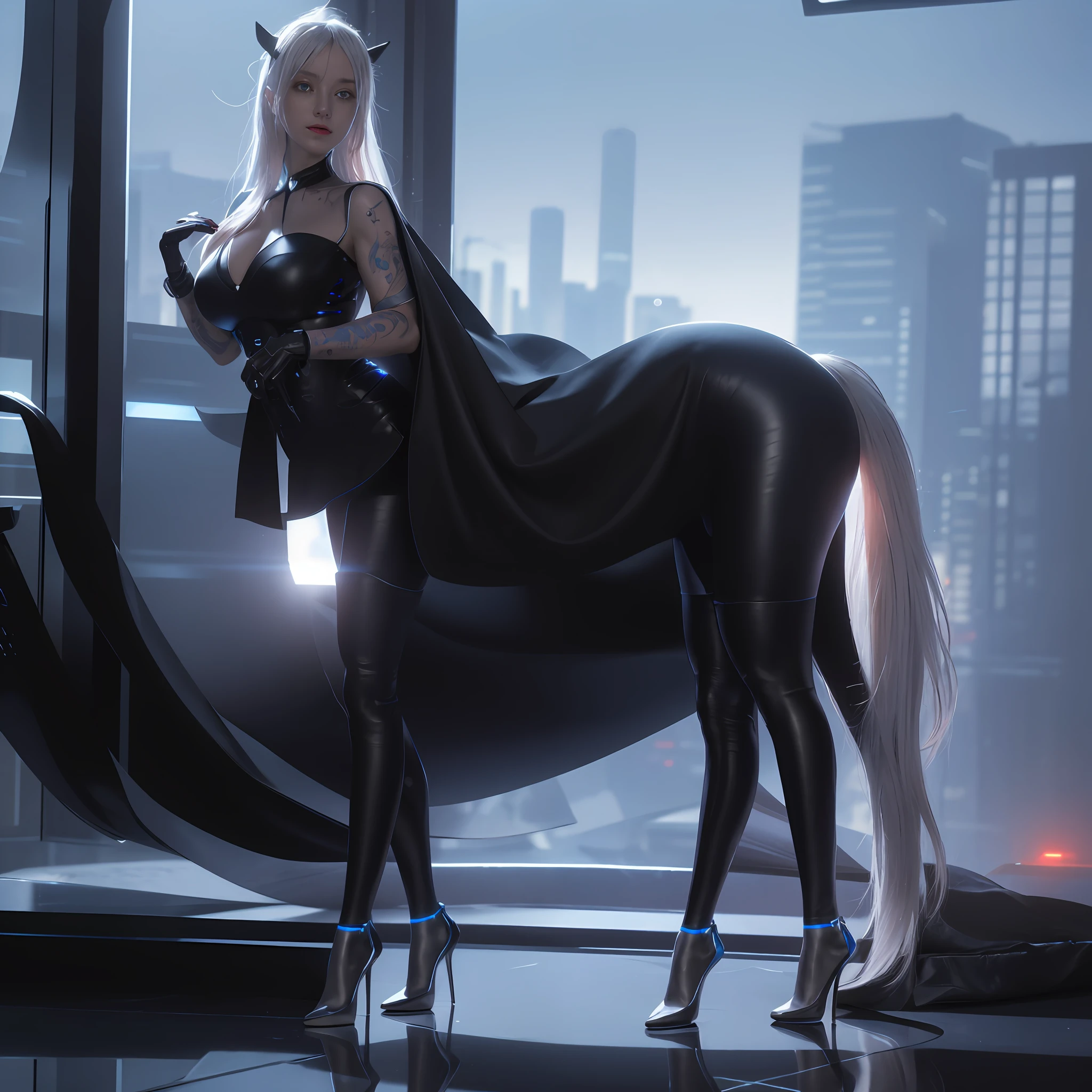 (high detail: 1.2), (best quality: 1.2), 8k, sharp focus, emb-rrf-low, (HR Giger: 1.2), (biomechanics: 1.2), (subsurface scattering: 1.1) (1girl: 1.2), (beautiful cyborg girl), beautiful skin, (thick detailed tattoos on eyes face and body: 1.3), (full body: 1.2), (dynamic pose: 1.2), (wide angle lens: 1.2), (cyberpunk: 1.2), neon lights, (detailed cybernetic eyes: 1.1), long and messy translucent hair (highly detailed cybernetics: 1.2), rpg, elden ring, (future sci-fi: 1.2) , (highly detailed backgrounds: 1.3), (surrealism: 1.2), film lighting, very detailed, artstation, concept art, illustration, smooth, sharp focus, artgerm, greg rutkowski, alphonse mucha, editor's pickup, artstation on trending, trending on deviantart, wlop