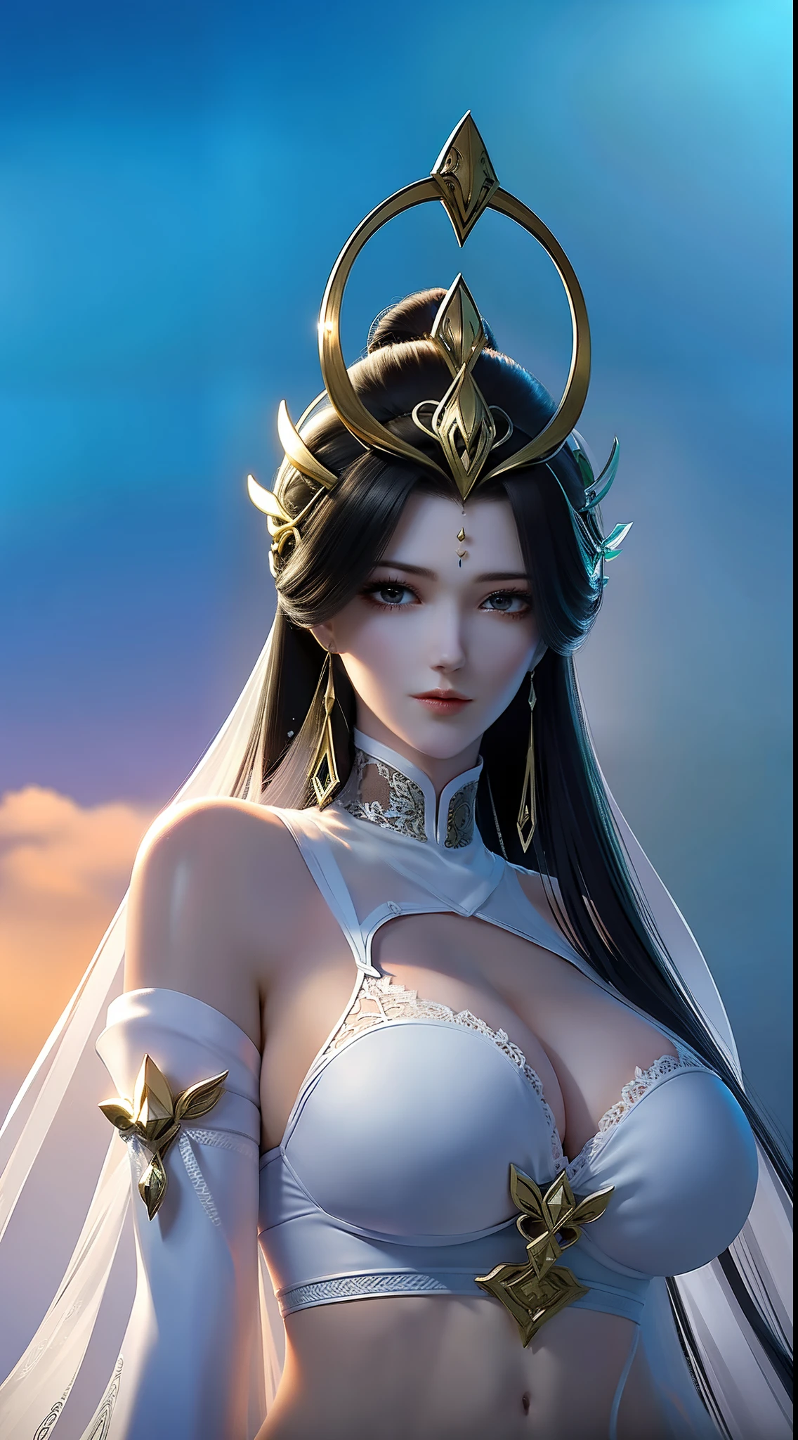 tmasterpiece,Need,((A girl)),Wearing a milky white bikini,White lace bra,huge tit,Open abdomen,Bare thighs,perfect bodies,largeeyes,Smart,(black color hair),long whitr hair,hair adornments,Ji hair style,eardrop,Be red in the face,is shy,prette,facing to audience,facing at camera,full bodyesbian,Above the calves,Old city background,The end of the world,run-down,Silence,Lifeless,Graphics card rendering,depth of fields,midday,wallpaper hd,The most intricate details,Highest high resolution,best illuminate,best qualtiy,Faraway view,closeup of face