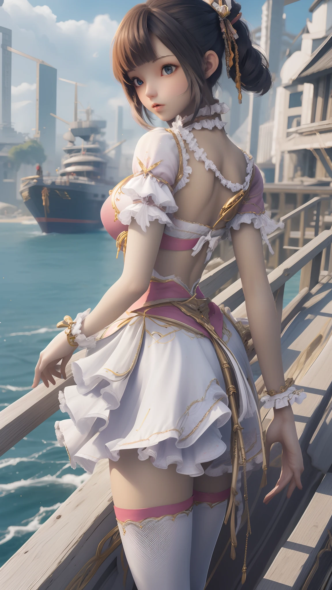 Close-up of a woman in a short skirt standing on a boat, Extremely detailed Artgerm, Range Murata and Artgerm, Style Artgerm, art-style, trending artgerm, beautiful and seductive anime woman, IG model | Art germ, Artistic germ style, 《overwatch》Anna, like artgerm
