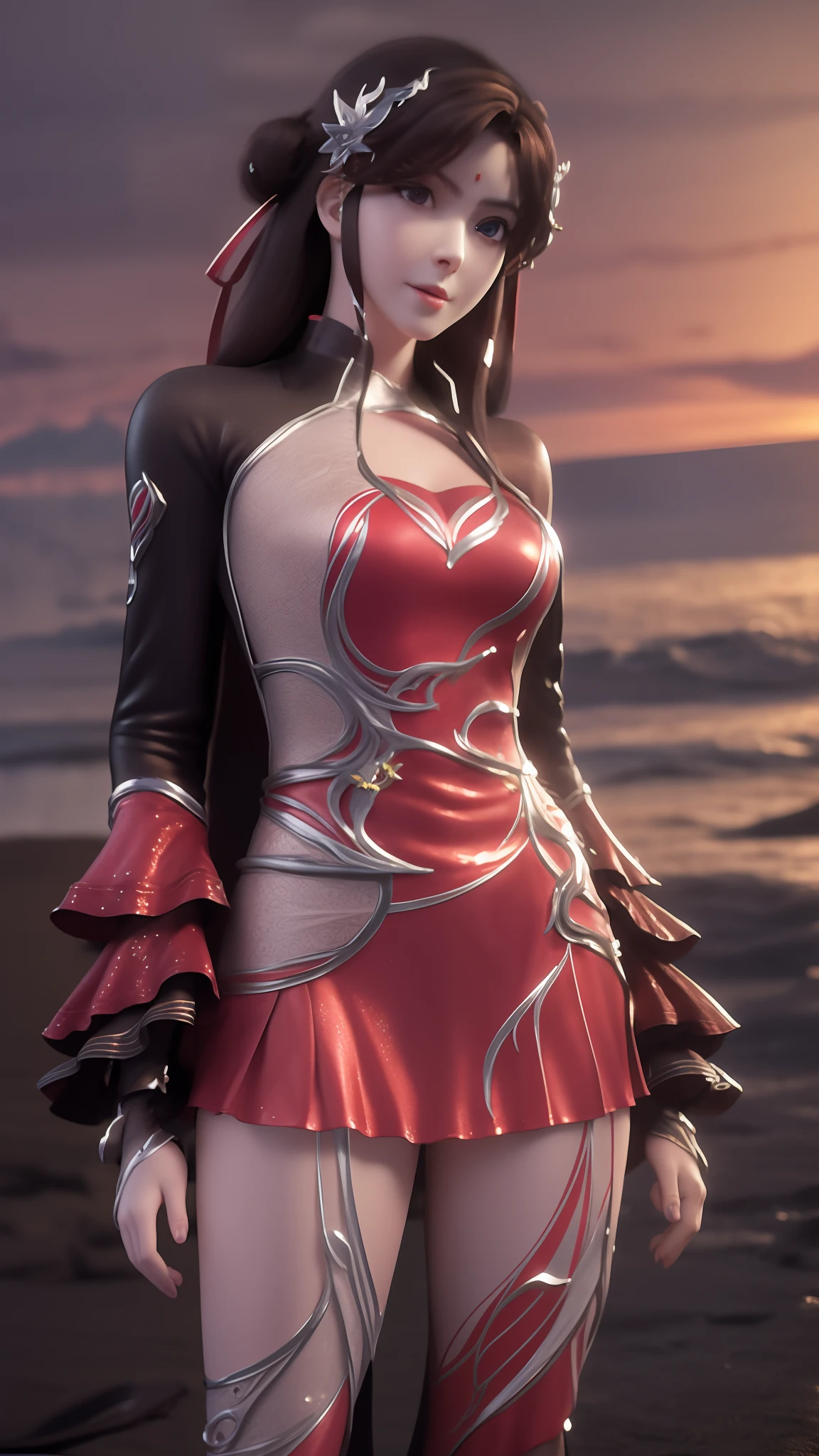 anime - style image of a woman in a short skirt and jacket, a photorealistic painting by Kentaro Miura, Trend of CGsociety, conceptual art, Smooth anime CG art, made with anime painter studio, Realistic anime 3 D style, photorealistic anime girl rendering, drawn in anime painter studio, Photorealistic anime, anime styled 3d, 3 d anime realistic