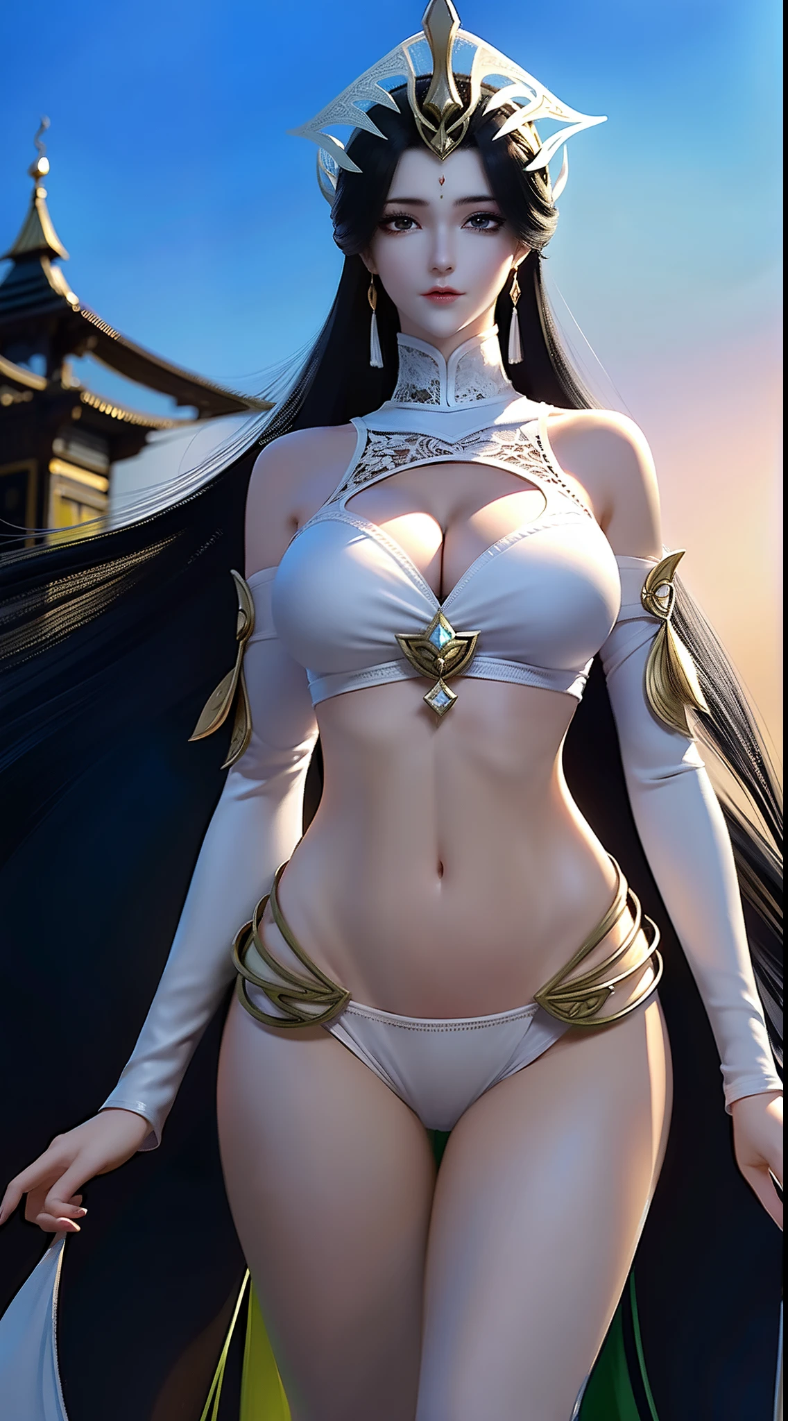 tmasterpiece,Need,((A girl)),Wearing a milky white bikini,White lace bra,huge tit,Open abdomen,Bare thighs,perfect bodies,largeeyes,Smart,(black color hair),long whitr hair,hair adornments,Ji hair style,eardrop,is shy,pondering,prette,facing to audience,facing at camera,full bodyesbian,Above the calves,Old city background,The end of the world,run-down,Silence,Lifeless,Graphics card rendering,depth of fields,midday,wallpaper hd,The most intricate details,Highest high resolution,best illuminate,best qualtiy,Faraway view,closeup of face