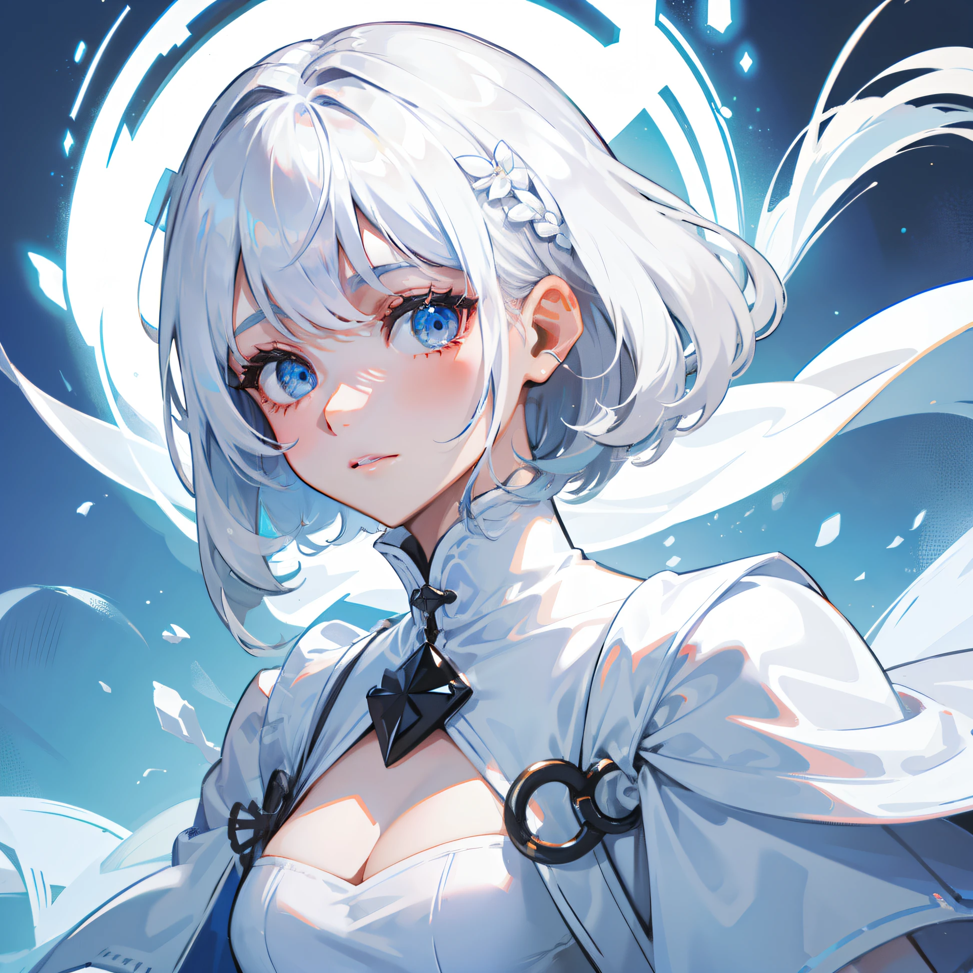 White Hair White Dress Upper Eyes