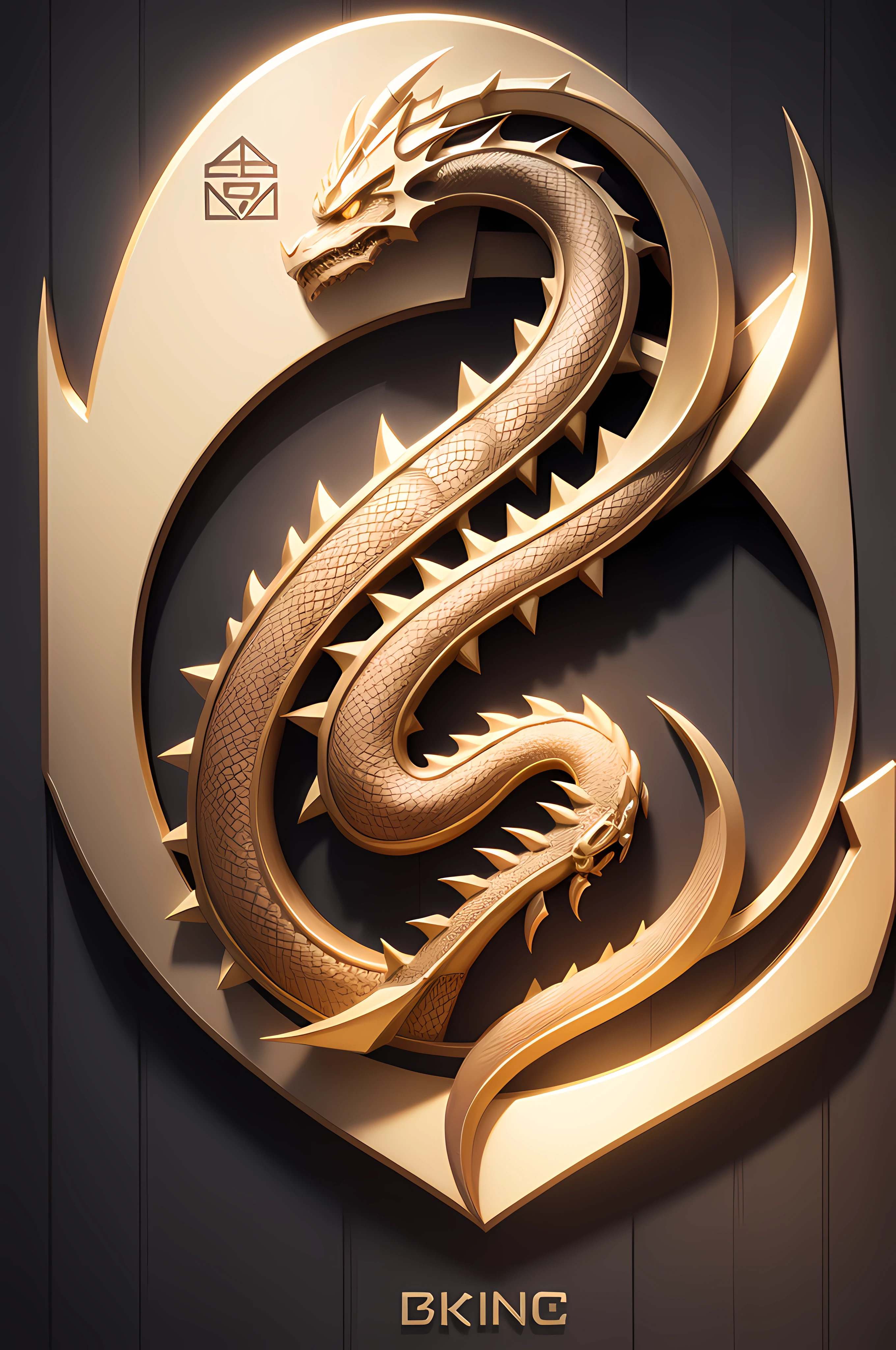 Best quality, symbol with screw, dragon pattern, professional logo creative logo, vine twine pattern