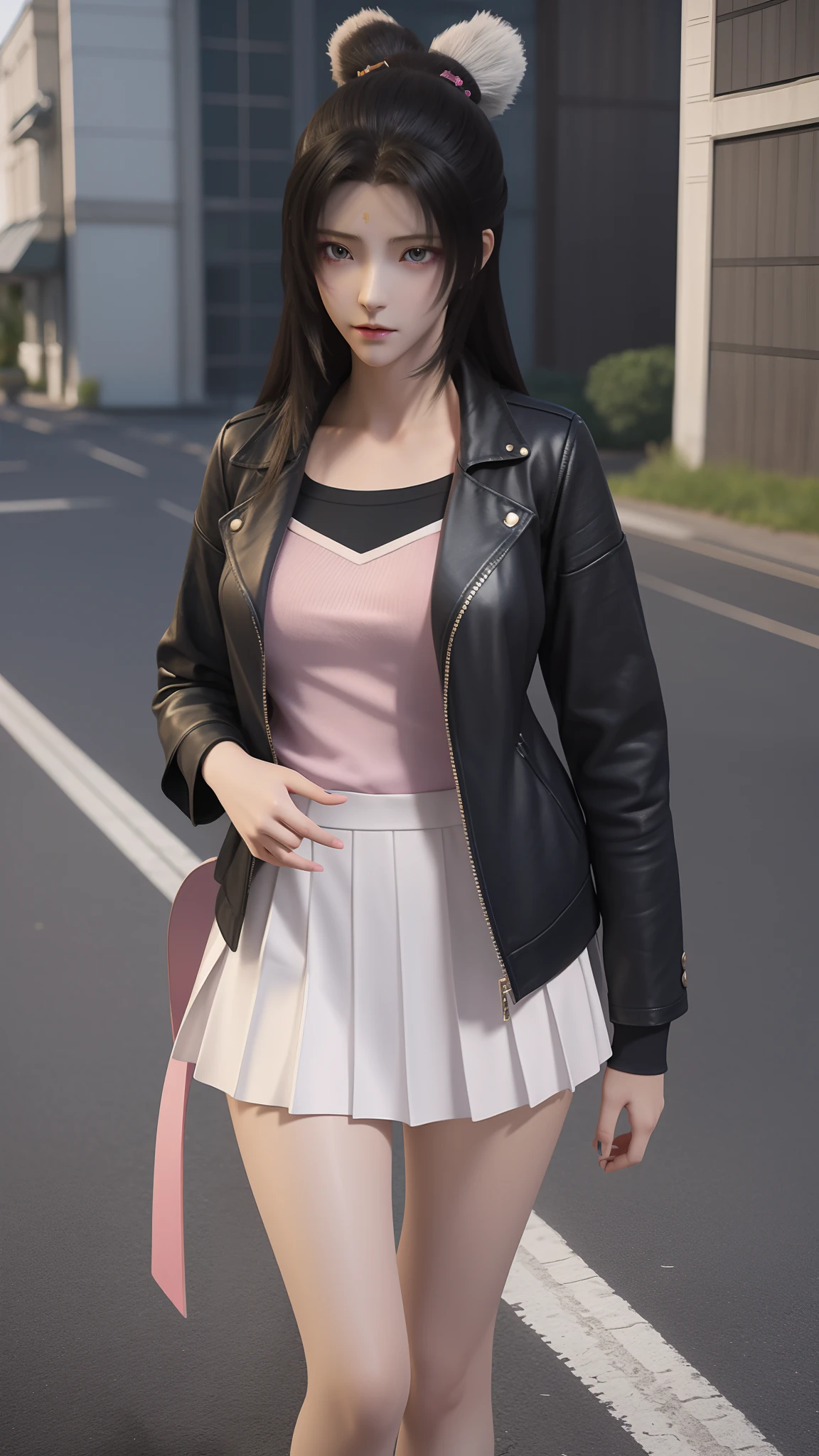 anime - style image of a woman in a short skirt and jacket, Smooth anime CG art, made with anime painter studio, Realistic anime 3 D style, photorealistic anime girl rendering, drawn in anime painter studio, Photorealistic anime, anime styled 3d, 3 d anime realistic, maya fey from ace attorney, Makoto Shinkai. High detail, anime realism style