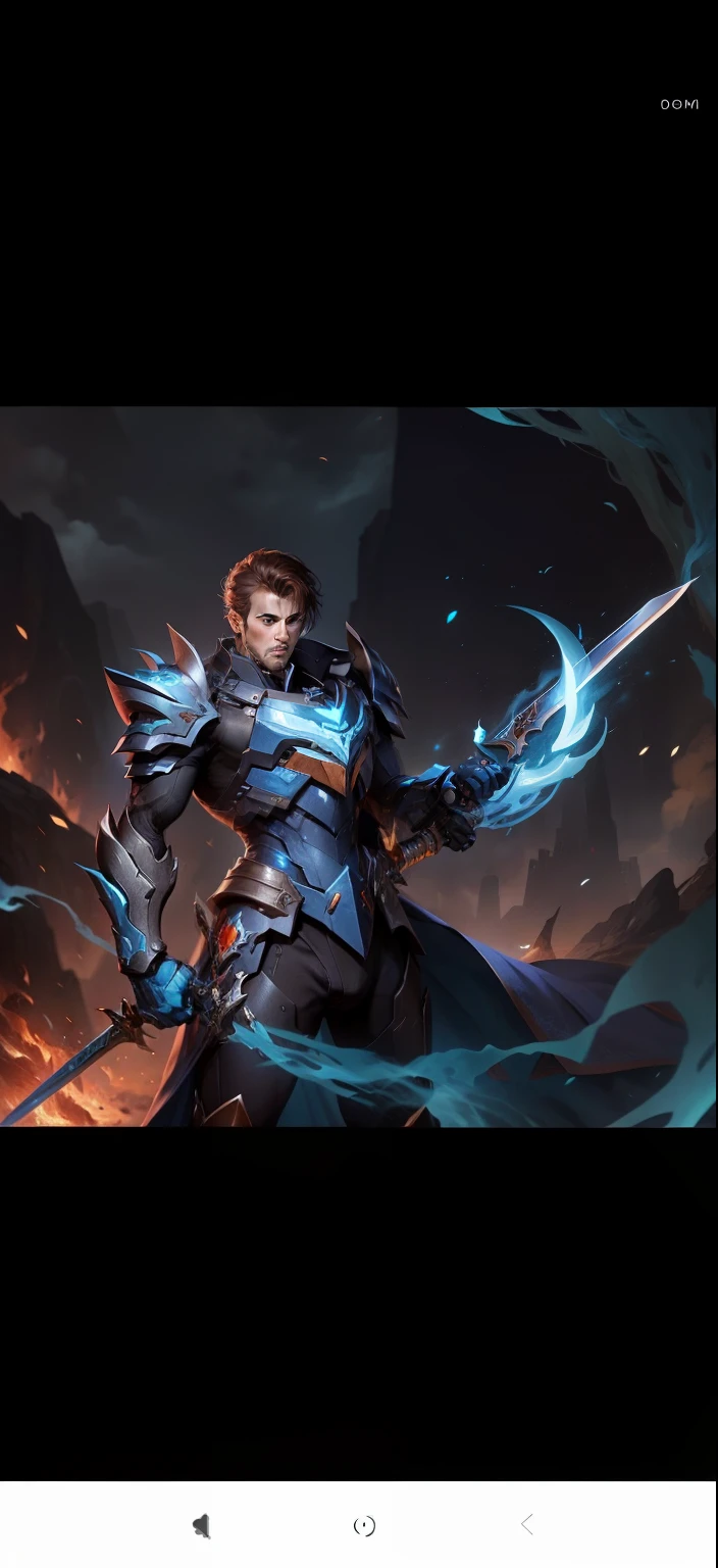 ember,handsome,blue colors,mechs,Sword