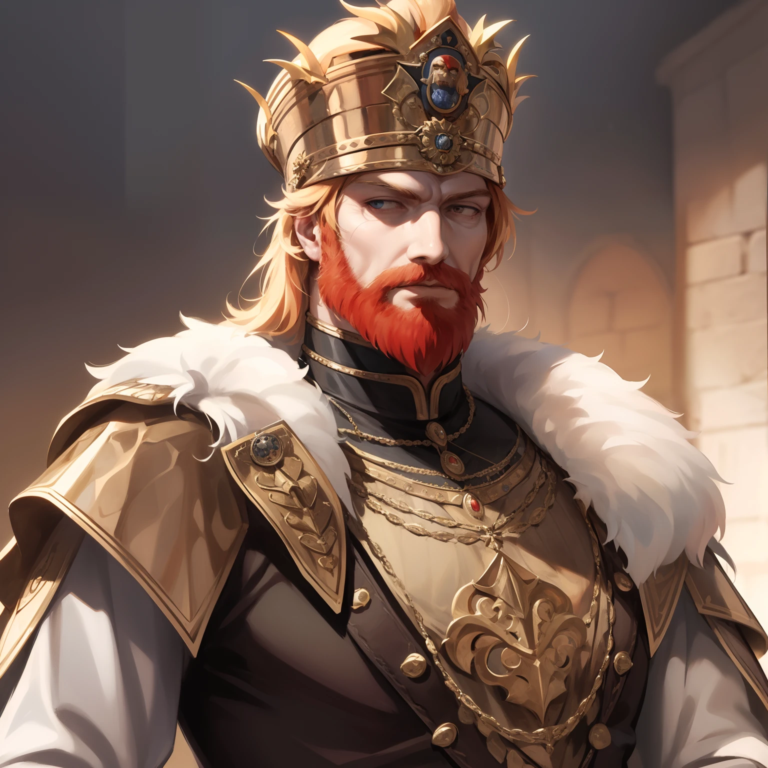 Emperor Frederick Barbarossa, was a prominent ruler of the Holy Roman Empire during the 12th century, magical, mysterious, epic, high detailed face, super high quality, full body, sharp face, super realistic face
