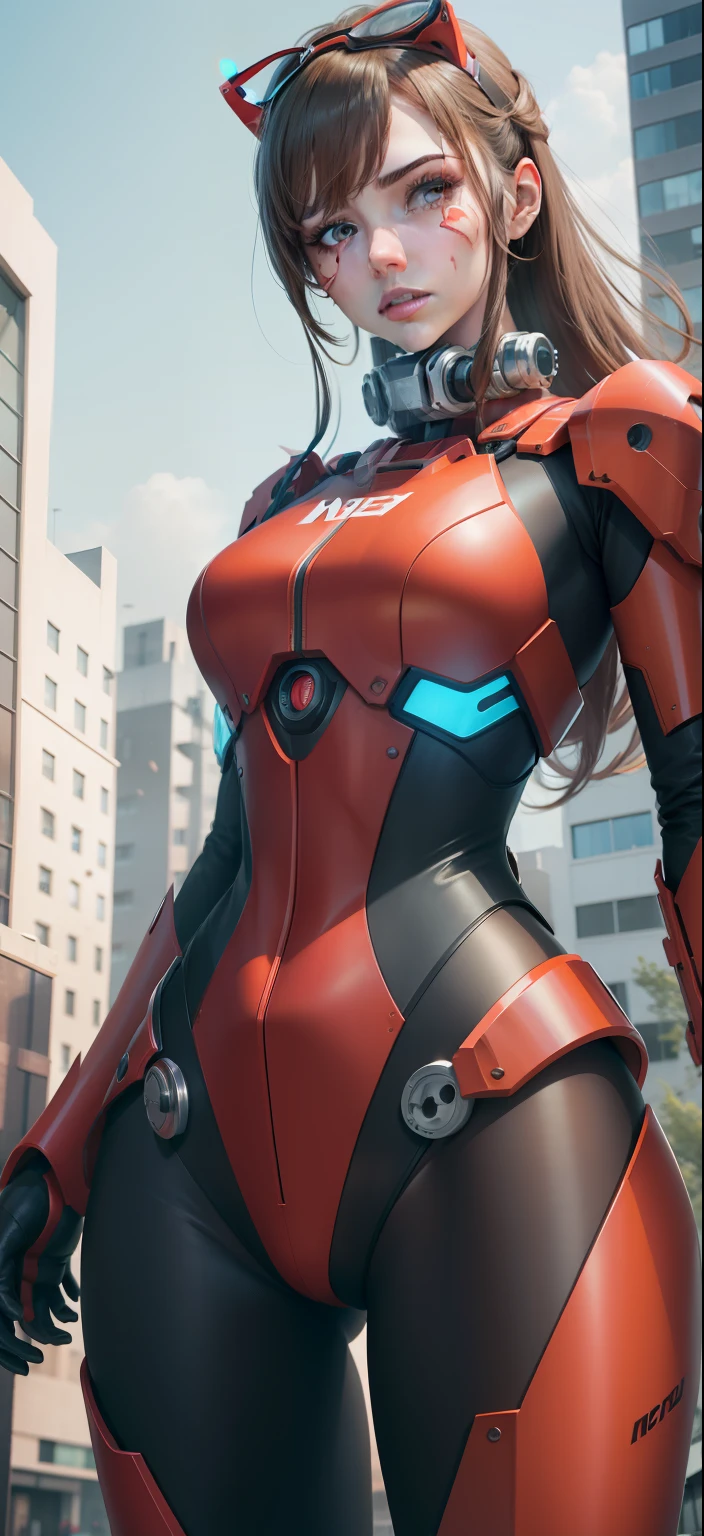 ((One girl/Ultraman Next/Giant/Helmet with mask)), Unreal Engine 5/Mortal Kombat, Anime Style, Maximum resolution/quality/Sharpness/More details,Huge breasts,Looking/encounter/Exhibitionism/Have a futuristic gun/Hate speech, In a rainy future city/Thunder.