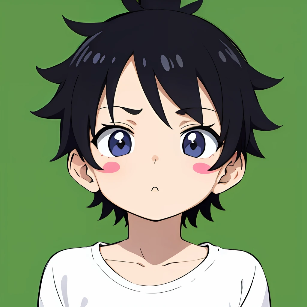 masterpiece, best quality, 1boy, tiny, sticker,background minimal, upper body, anime style, cartoon, in love