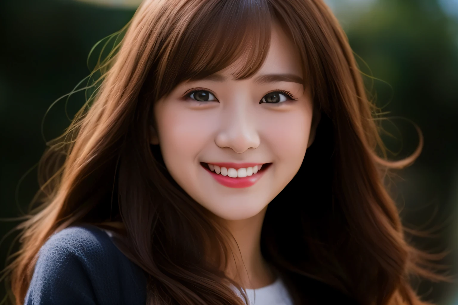 Arafe asian woman with long hair and smile, girl cute-fine-face, cute natural anime face, Soft smile, Young adorable Korean face, , cute - fine - face