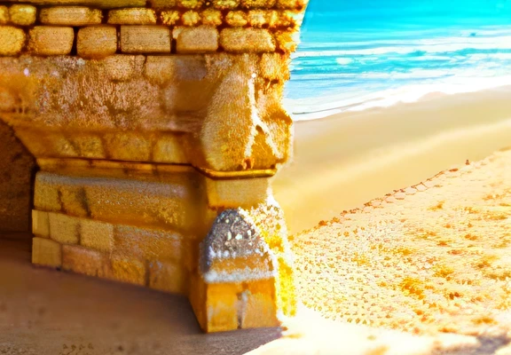 Algarve，Yellow cliffs，Medieval fortress，夏天，suns，the ocean，sea beach